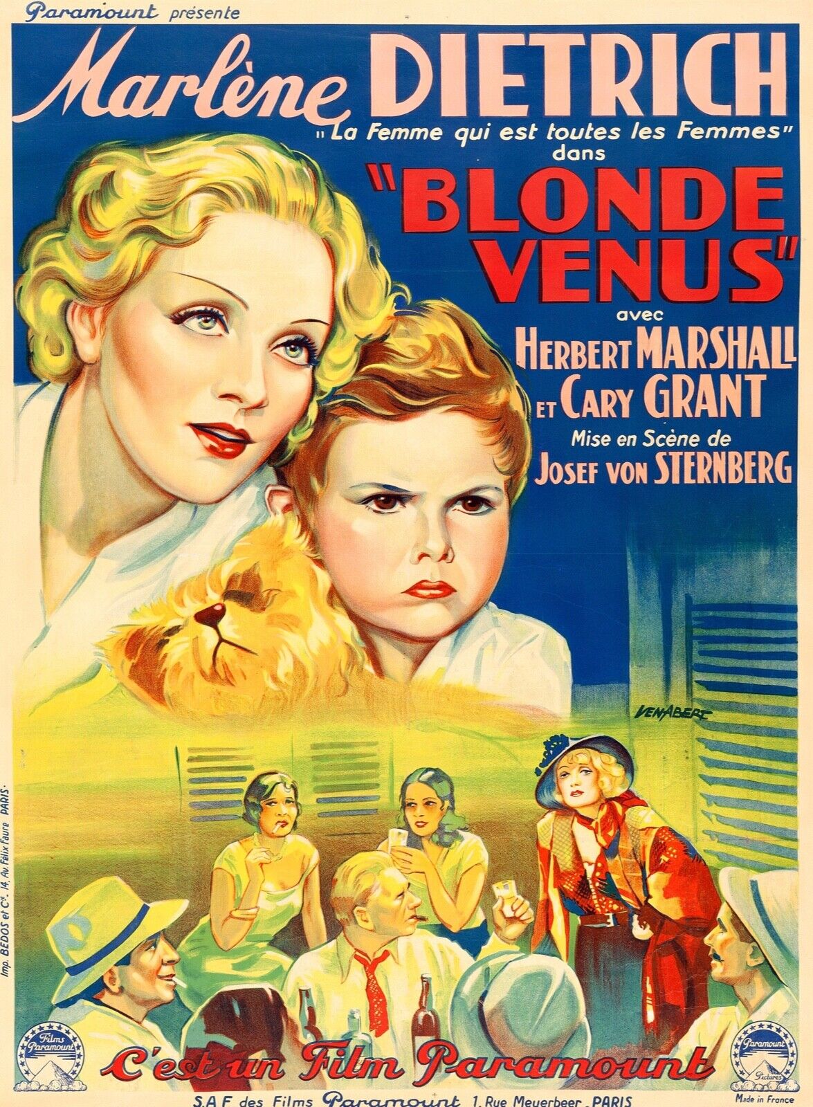 BLONDE VENUS, MARLENE DIETRICH, 1932, REPRO MOVIE POSTER, VINTAGE, HQ