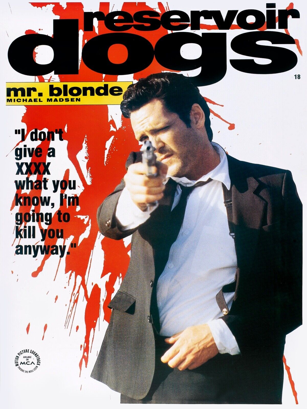 RESERVOIR DOGS, MICHAEL MADSEN, 1992, Repro cinema poster, HQ