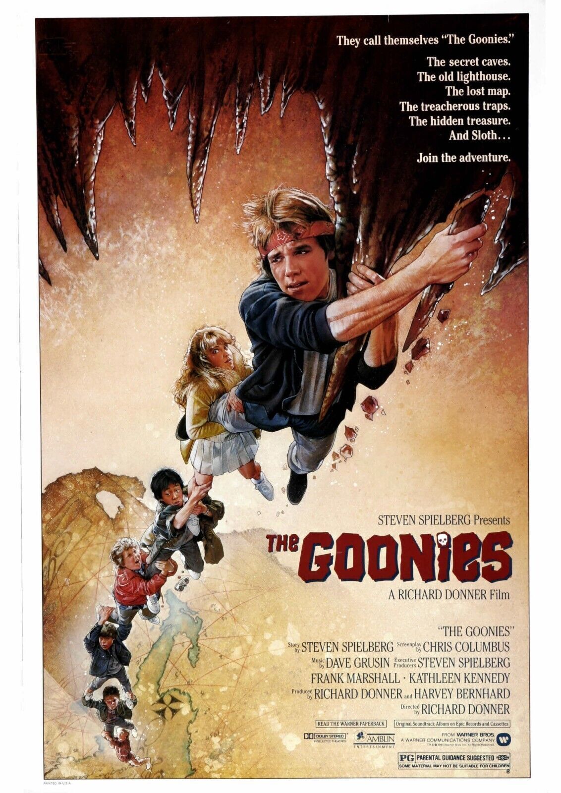 THE GOONIES, SEAN ASTIN, 1985, cinema poster reproduction, VINTAGE, HQ