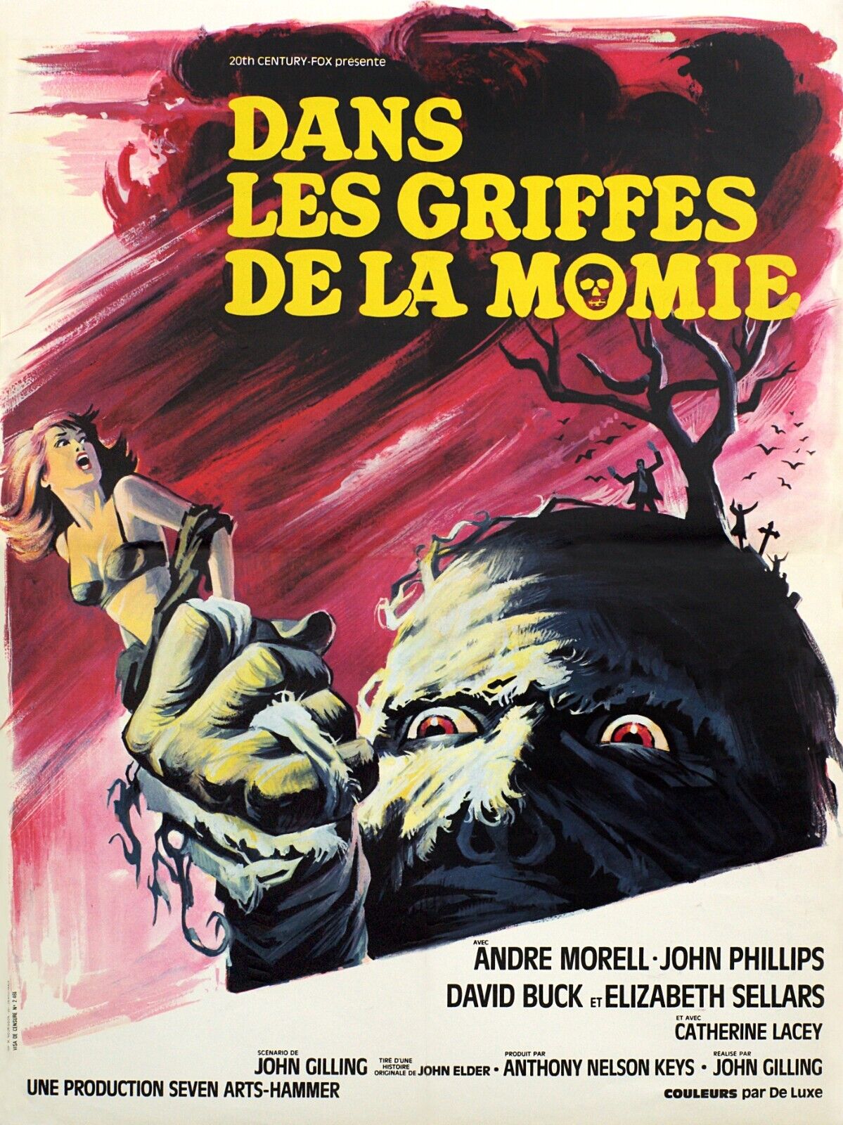 DANS LES GRIFFES DE LA MOMIE, ANDRÉ MORELL, 1964, REPRO AFFICHE CINÉMA VINTAGE, HQ