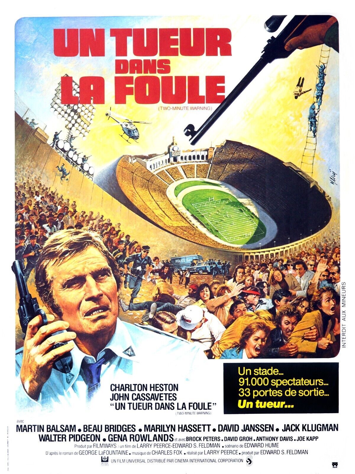 A KILLER IN THE CROWD, JOHN CASSAVETES, CHARLTON HESTON, 1976, REPRO VINTAGE CINEMA POSTER