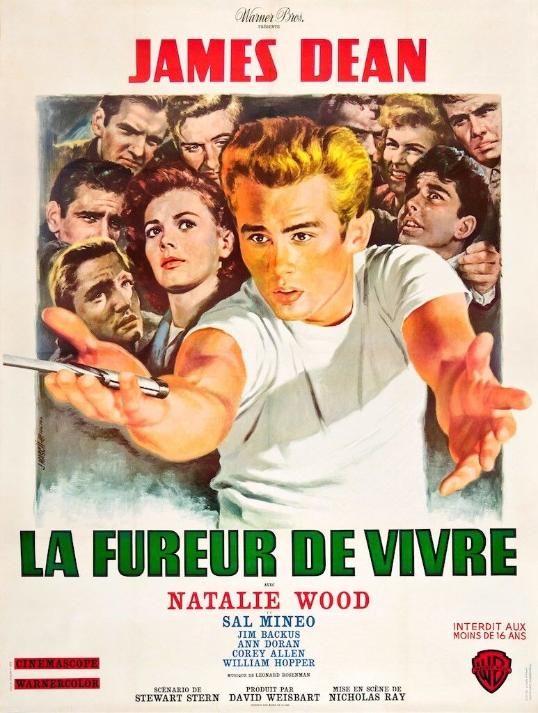 REBELDE, JAMES DEAN, 1955, REPRODUCCIÓN DE PÓSTER DE CINE, VINTAGE, HQ