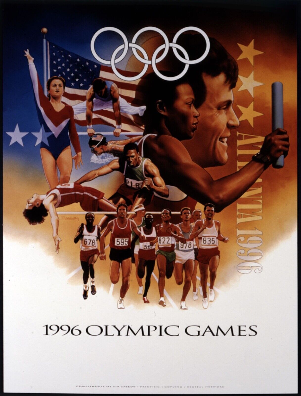 JUEGOS OLÍMPICOS DE VERANO DE ATLANTA 1996, DEPORTE, 1996, REPRODUCCIÓN DE CARTEL, VINTAGE, SEDE CALIENTE