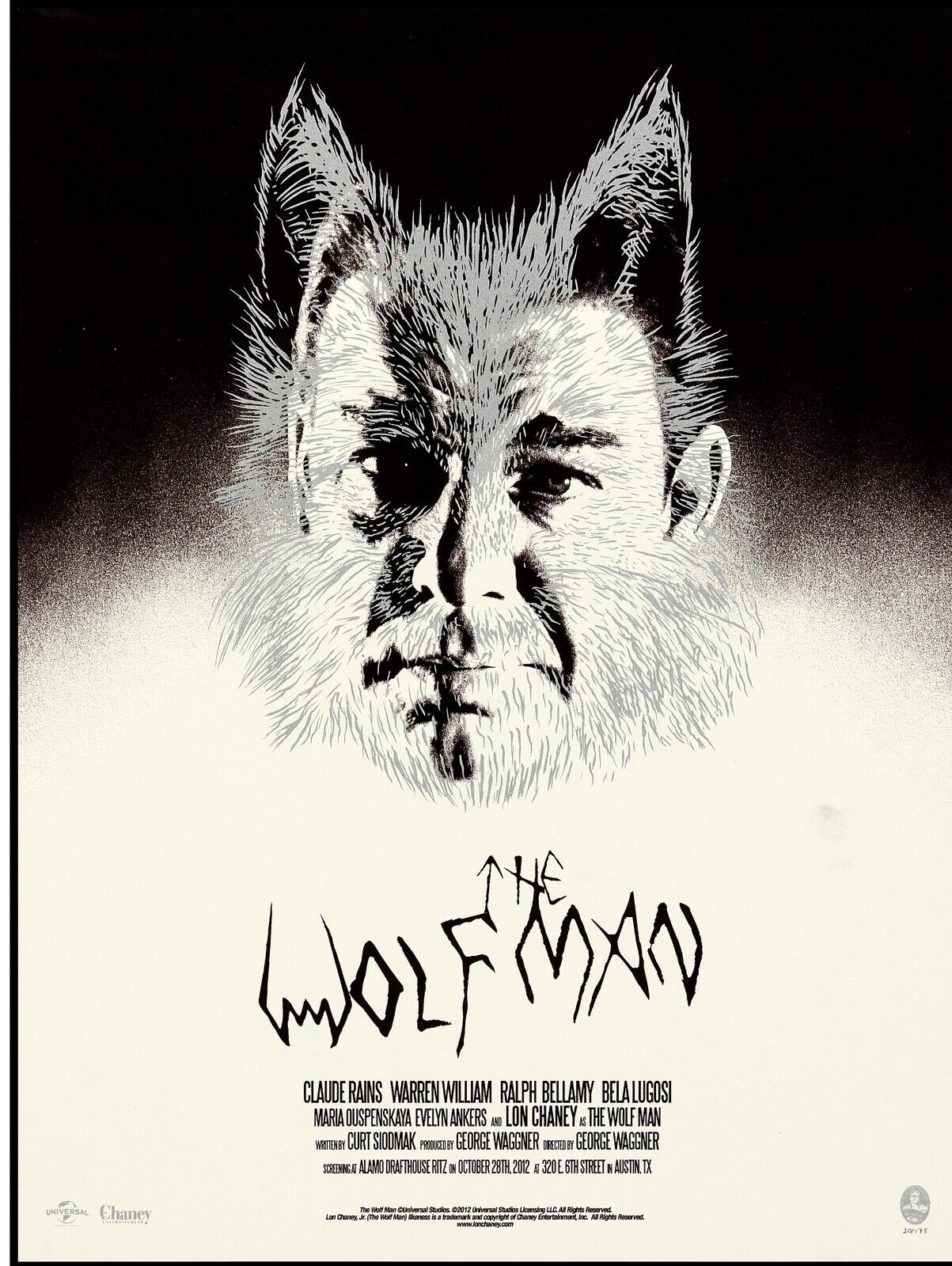 LOUP- GAROU, THE WOLF MAN, 1941, LOU CHANEY JR, Repro affiche de cinema, HQ