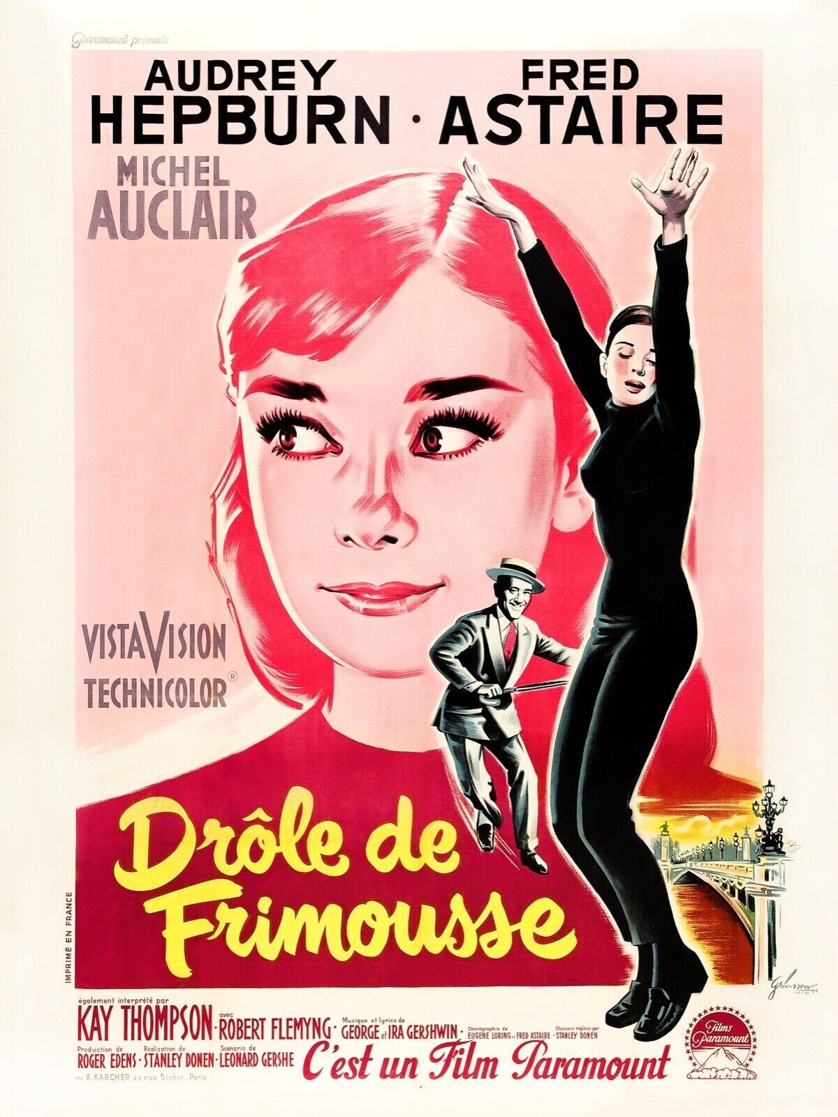 DRÔLE DE FRIMOUSSE, AUDREY HEPBURN, 1957, REPRO MOVIE POSTER, VINTAGE, HQ