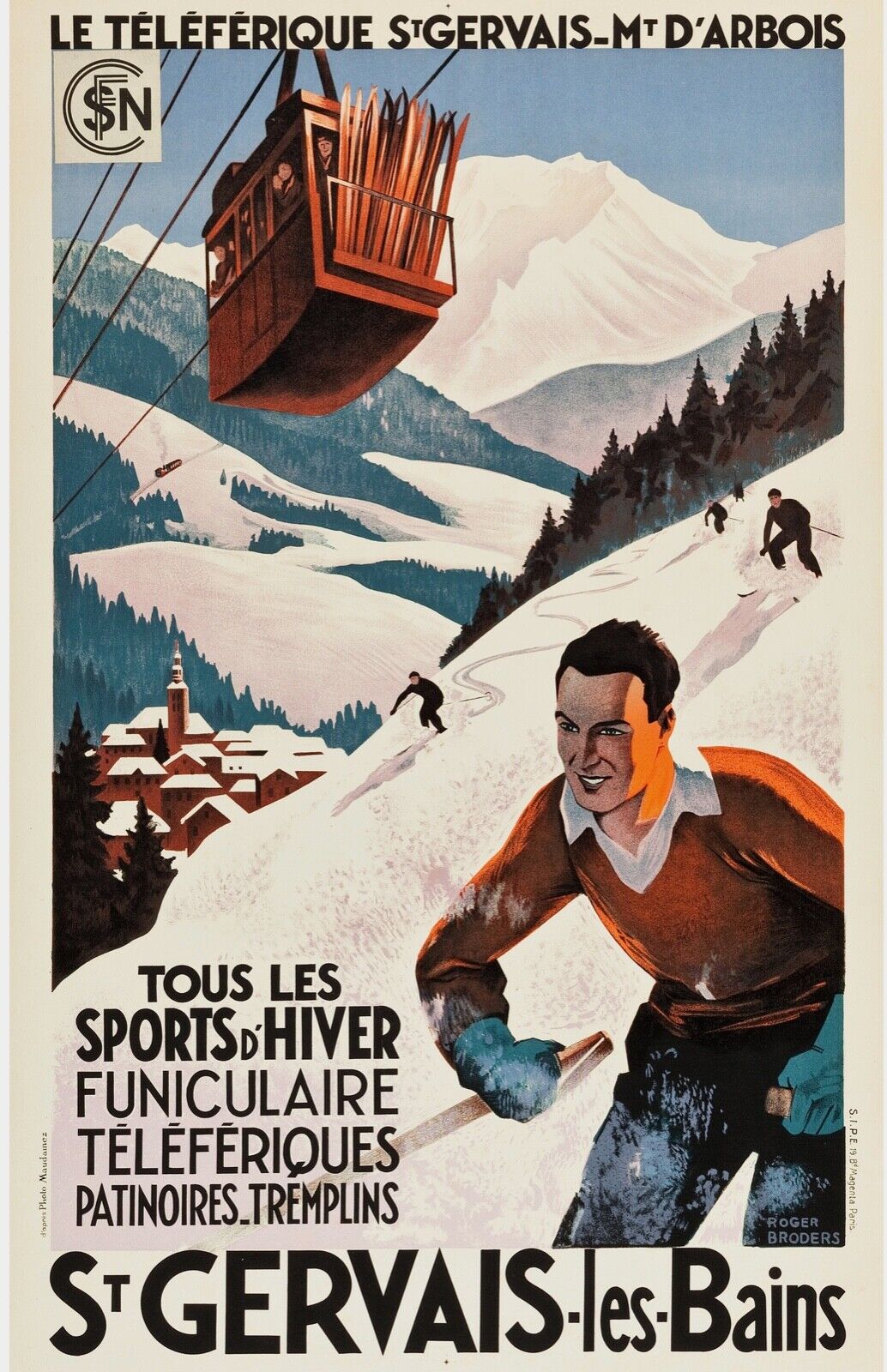 ST GERVAIS LES BAINS, FRANCE, REPRO VINTAGE TRAVEL TOURISM POSTER, HQ