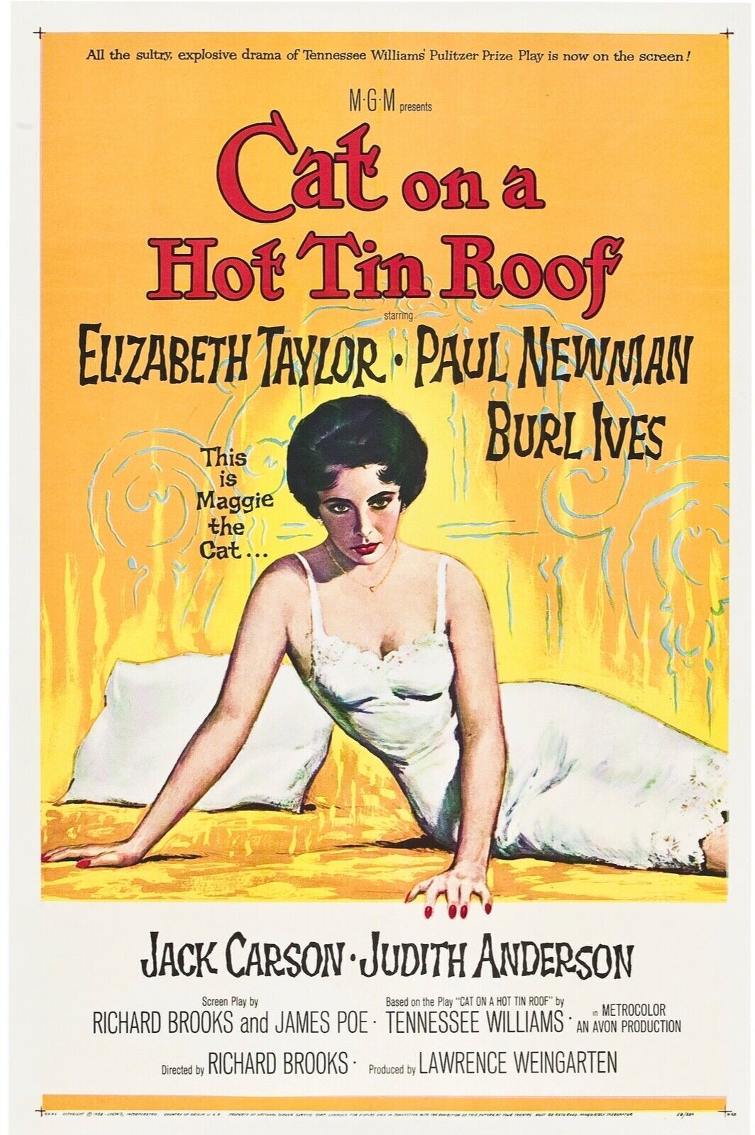 LA CHATTE SUR UN TOIT BRÛLANT, TAYLOR, REPRO AFFICHE CINEMA
