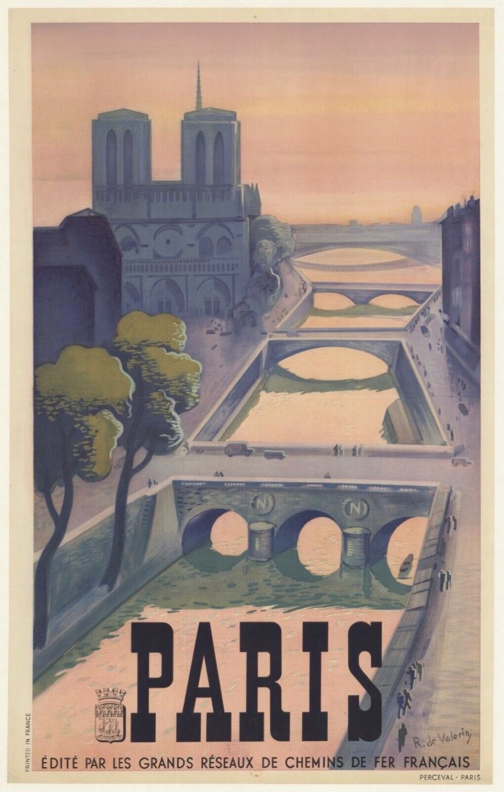 PARIS, REPRO AFFICHE VOYAGE TOURISME, VINTAGE, HQ