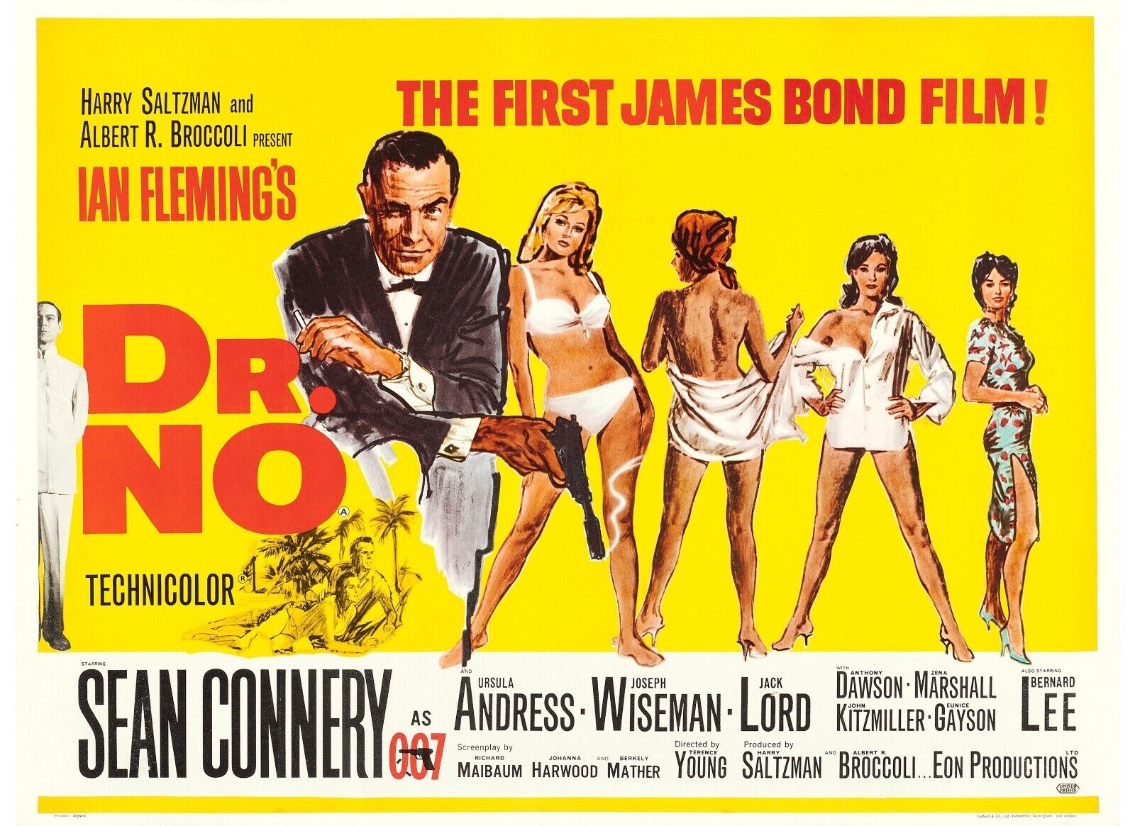 DR NO, SEAN CONNERY, REPRO CINEMA POSTER, HQ, VINTAGE ART PRINT