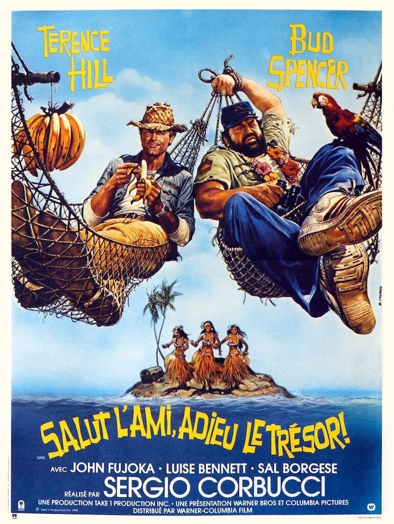 SALUT L'AMI, ADIEU LE TRÉSOR, BUD SPENCER, 1981, REPRO AFFICHE CINÉMA VINTAGE