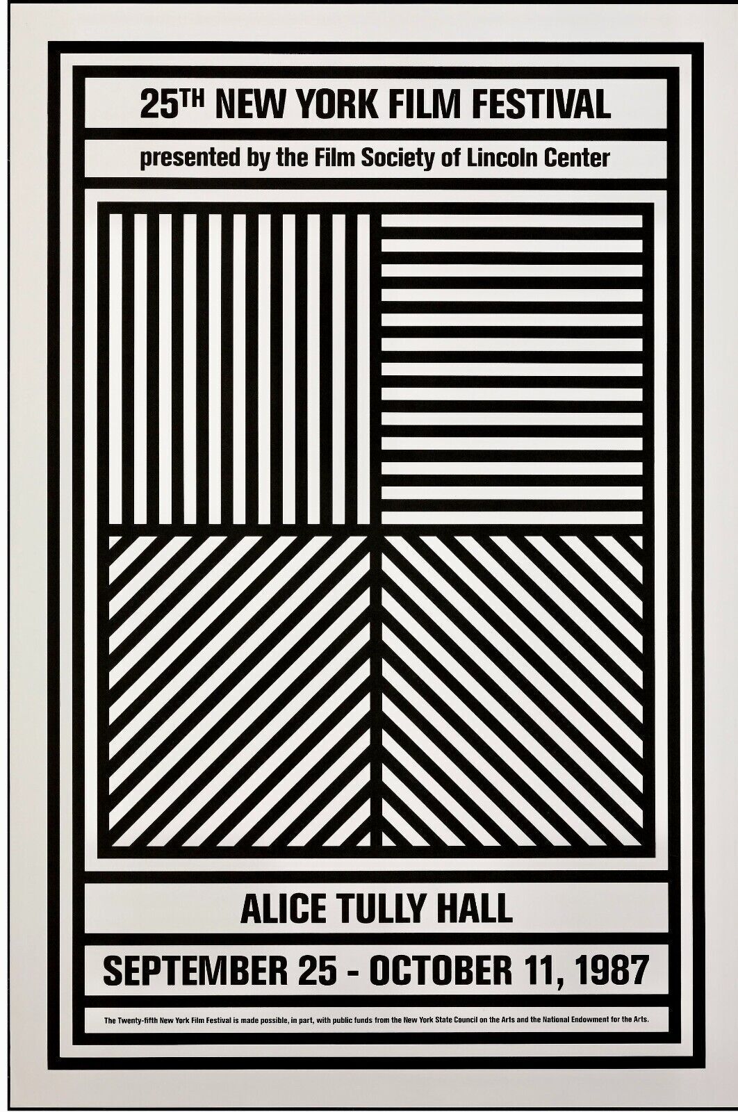25TH NEW YORK FILM FESTIVAL, ALICE TULLY HALL, 1987, REPRO MOVIE POSTER, VINTAGE, HQ