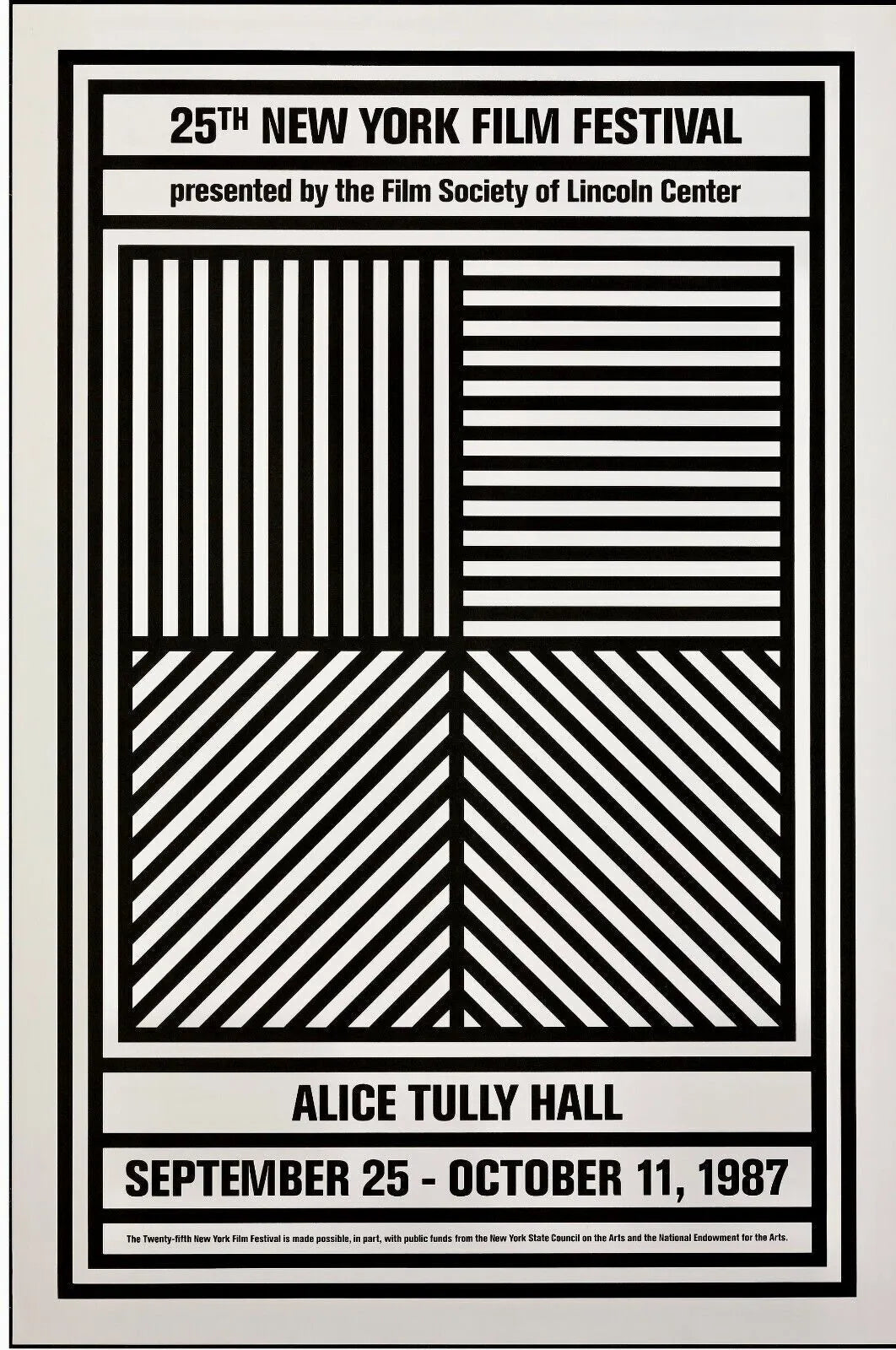 25TH NEW YORK FILM FESTIVAL, ALICE TULLY HALL, 1987, REPRO MOVIE POSTER, VINTAGE, HQ