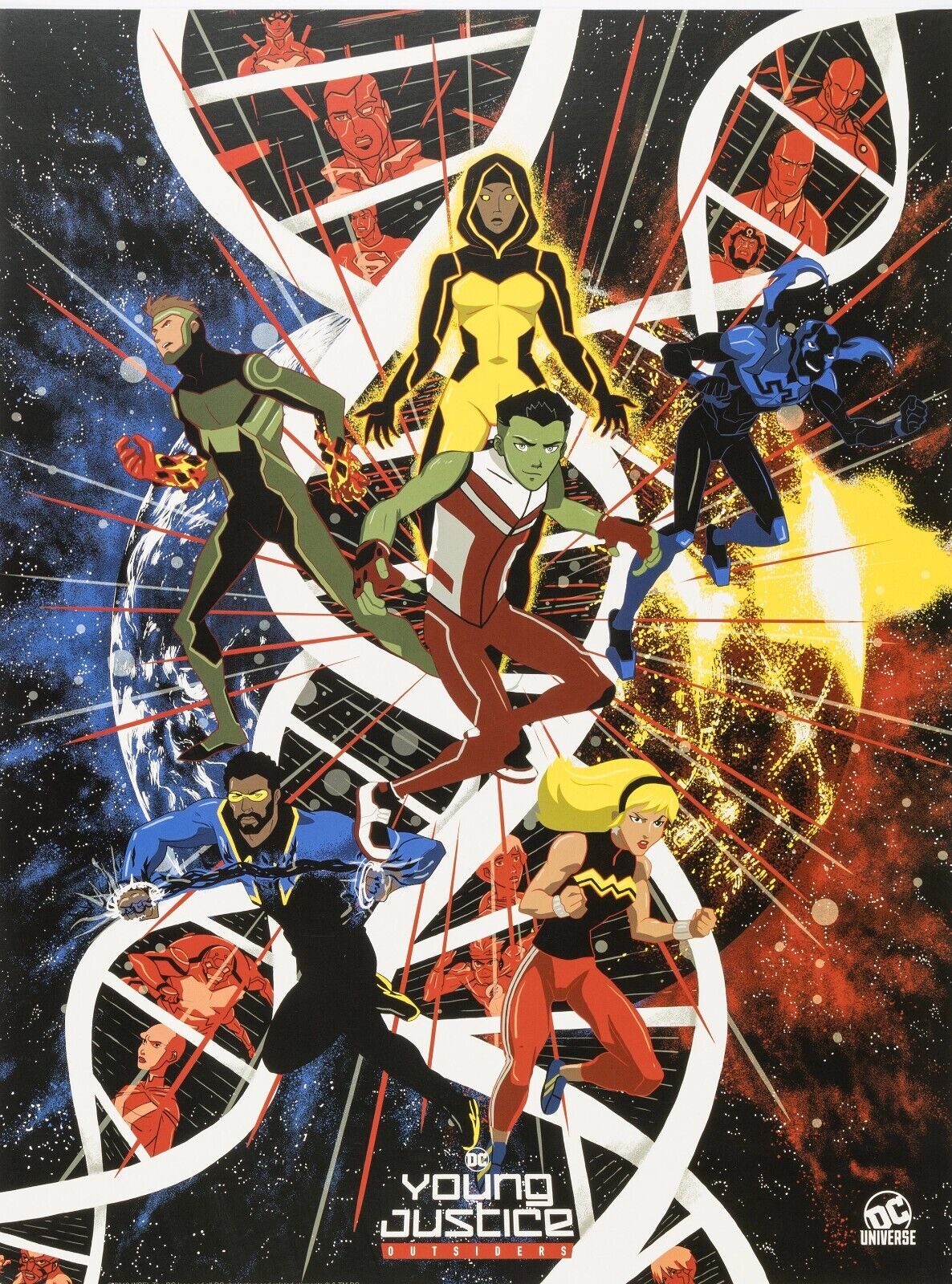 YOUNG JUSTICE OUTSIDERS, vintage movie and TV poster reproduction, HQ