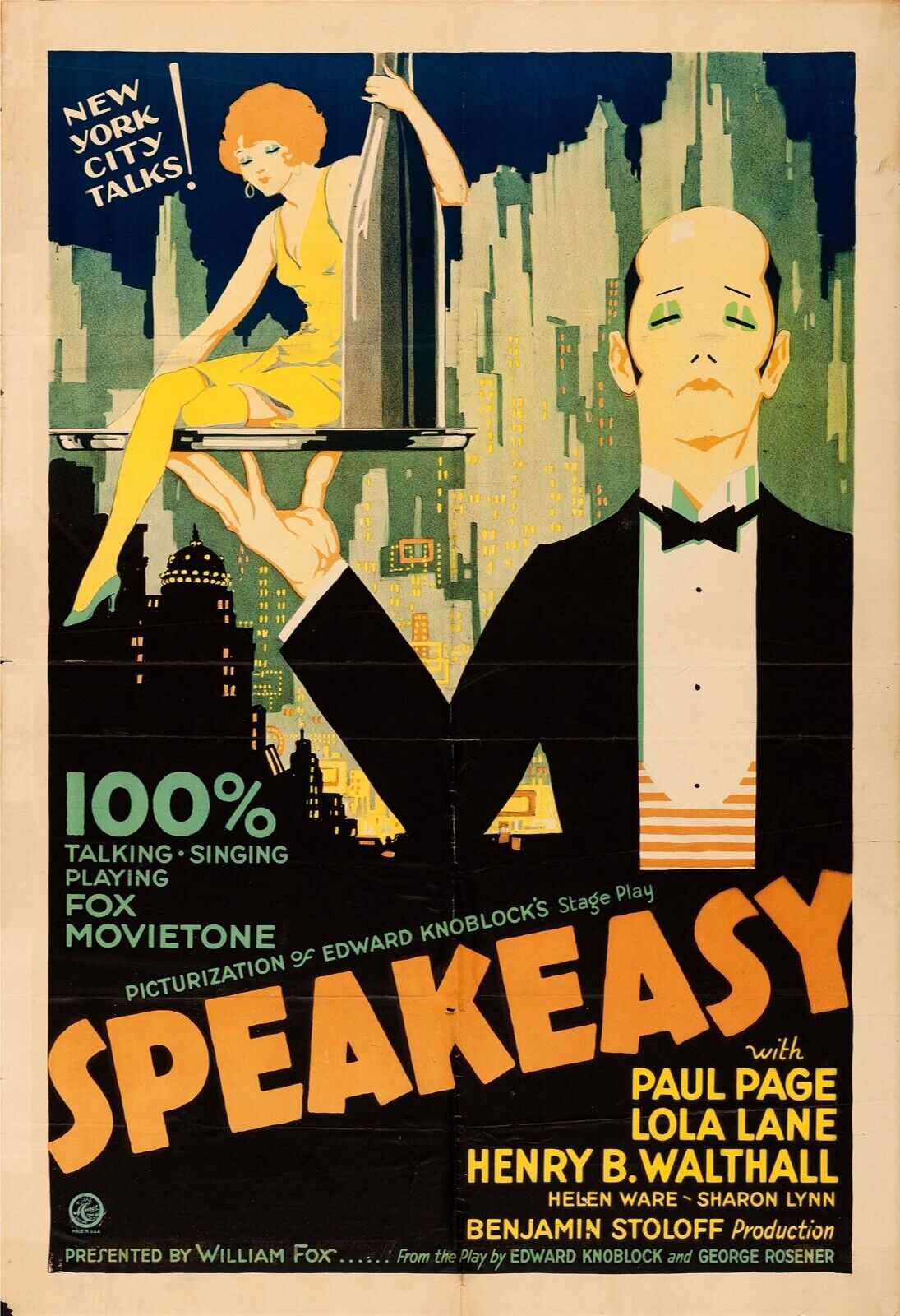 SPEAKEASY, PAUL PAGE, 1929, REPRO AFFICHE CINEMA VINTAGE, HQ