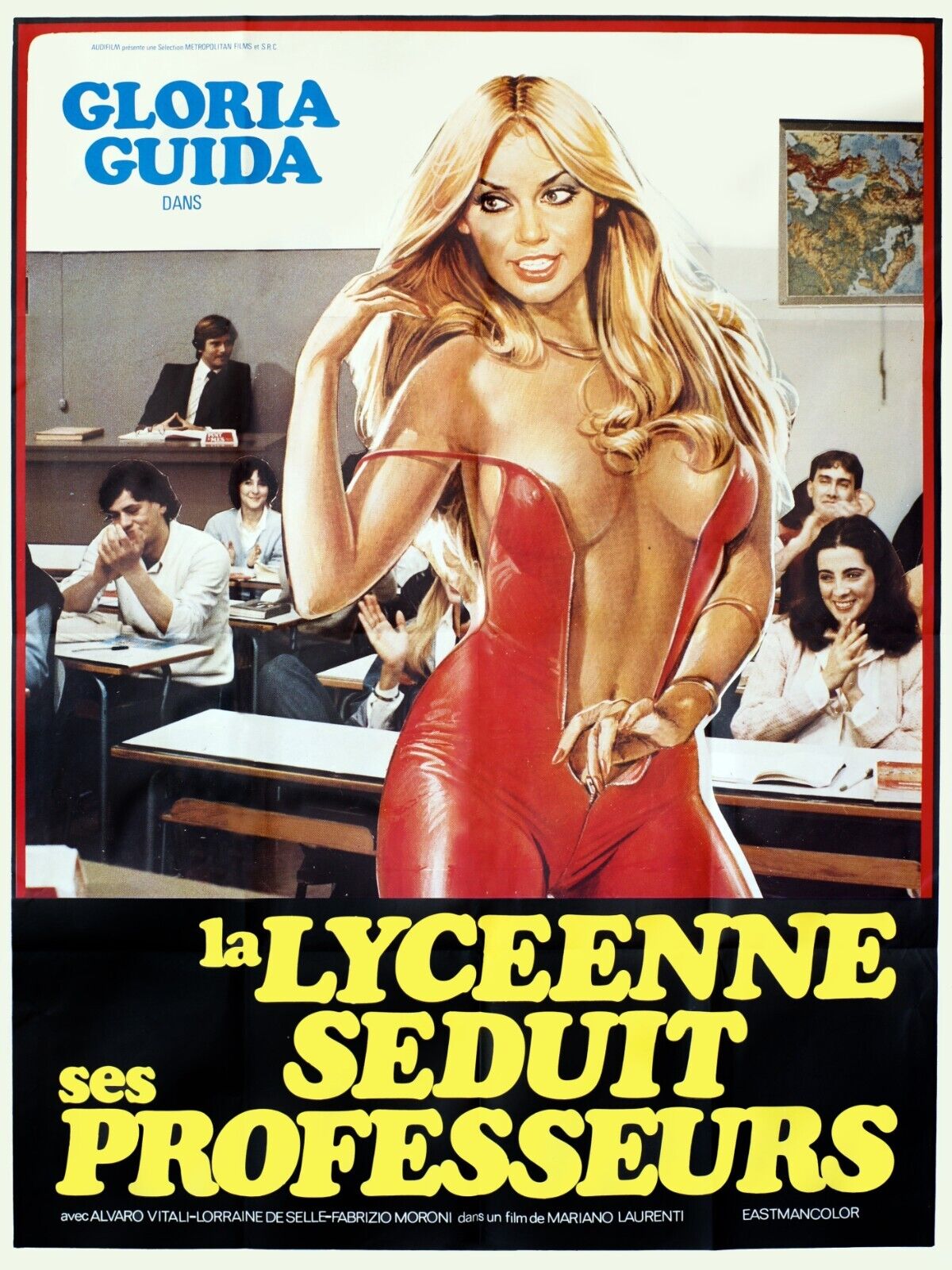 LA LYCÉENNE SÉDUIT SES PROFESSEURS, GLORIA GUIDA, 1979, REPRO AFFICHE CINEMA VINTAGE HQ