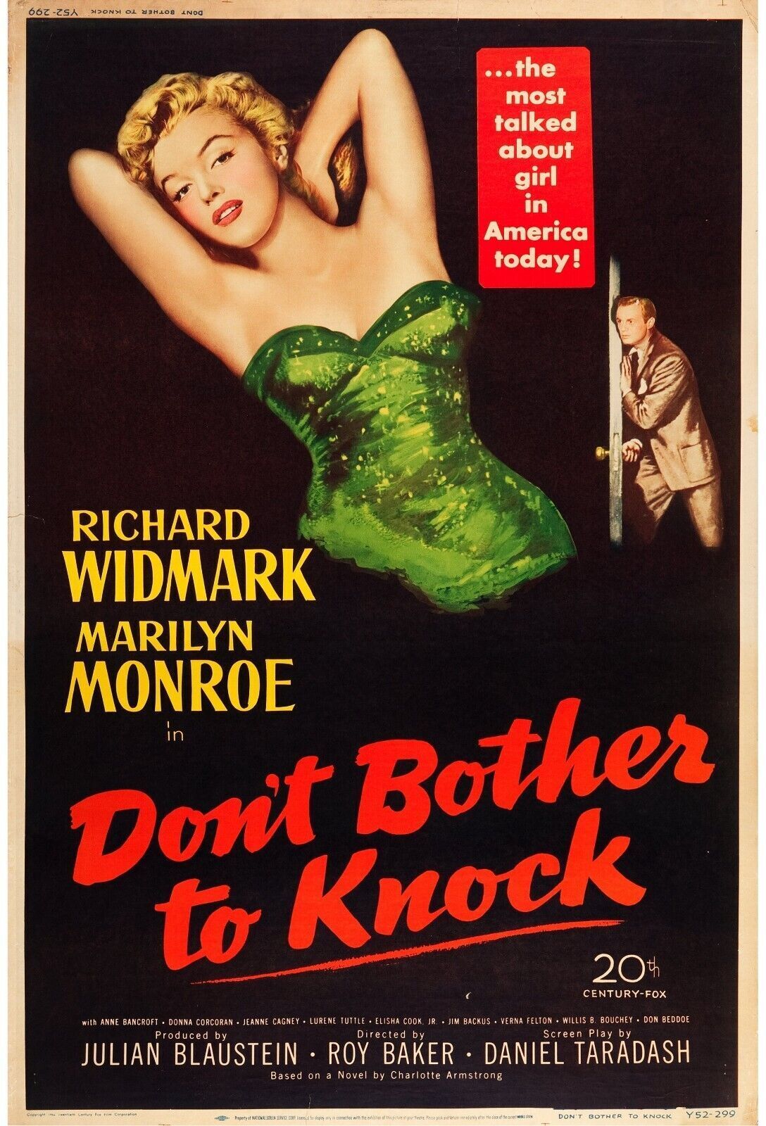 PROBLEMÁTAME ESTA NOCHE, MARILYN MONROE, RICHARD WIDMARK, 1952, CARTEL DE REPRO CINEMA HQ