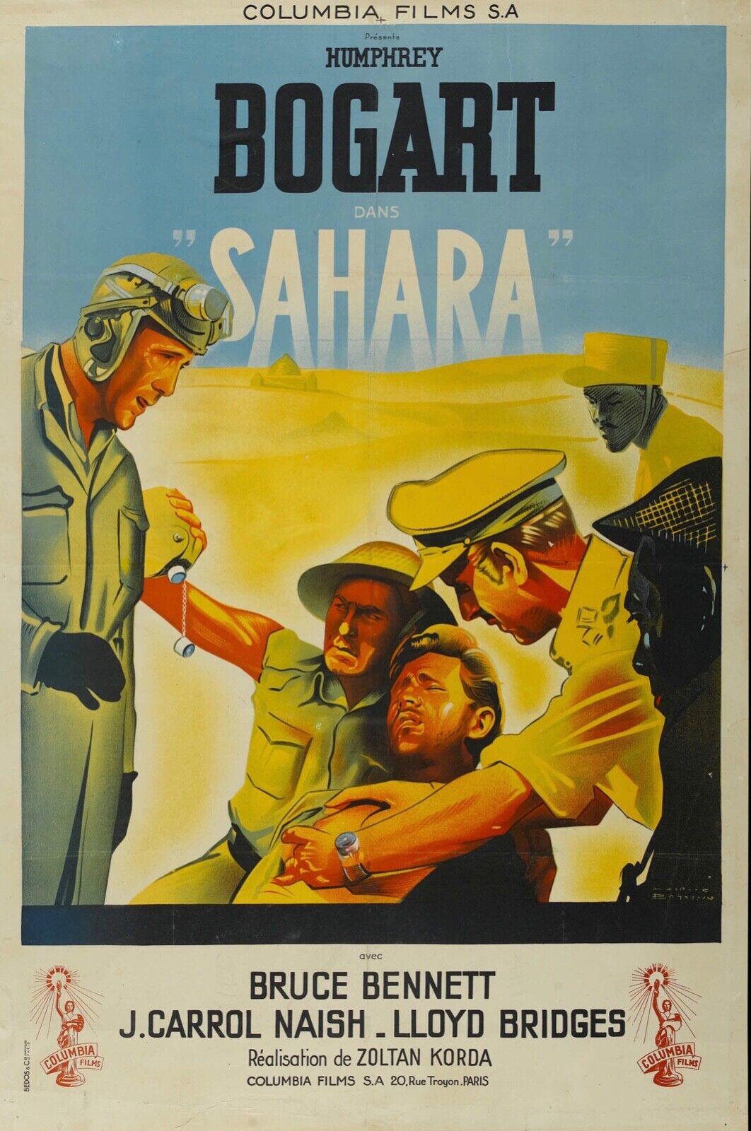 SAHARA, HUMPHREY BOGART, 1943, REPRO AFFICHE CINEMA VINTAGE, HQ