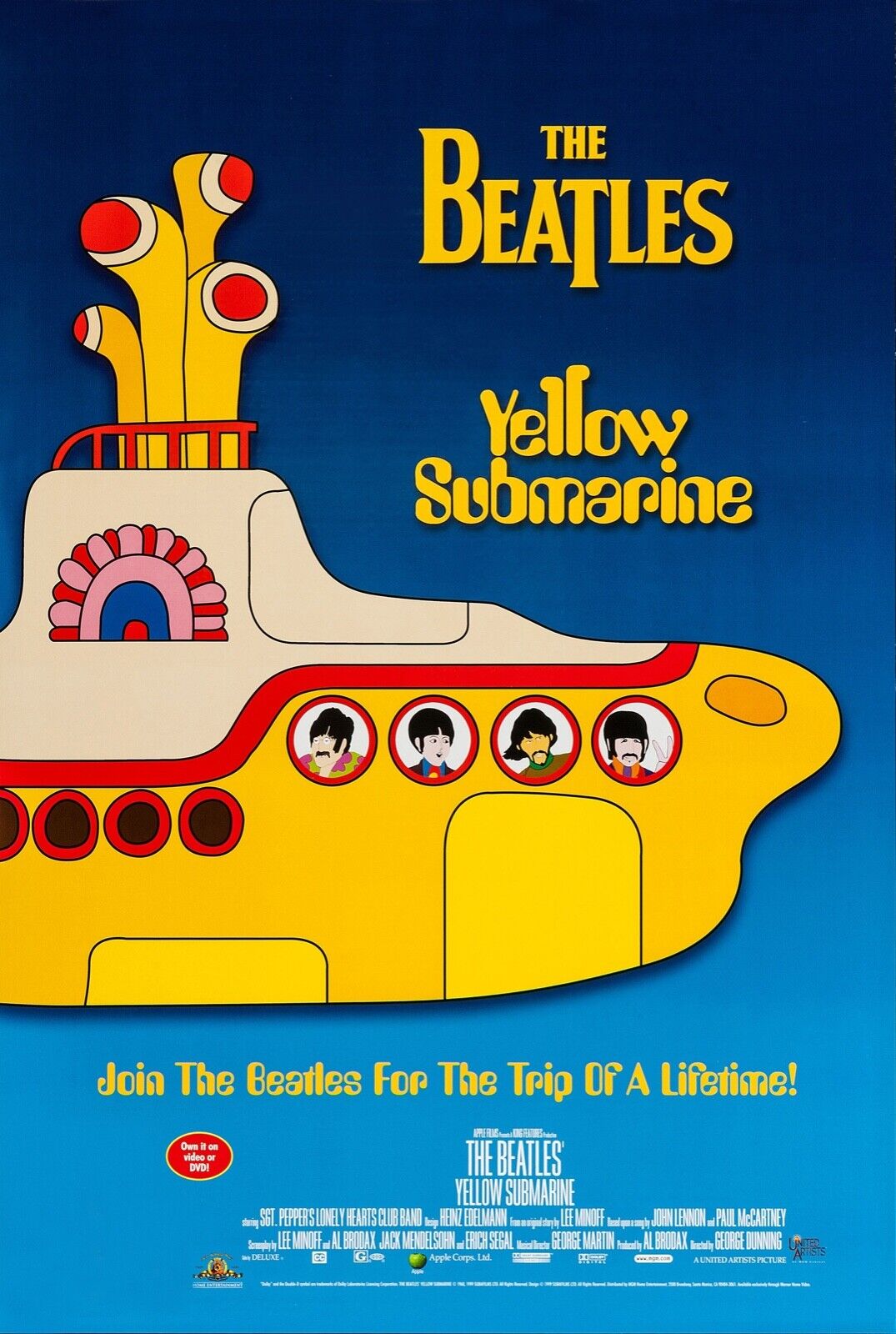 SUBMARINO AMARILLO, LOS BEATLES, JOHN LENNON, Póster de cine réplica, HQ