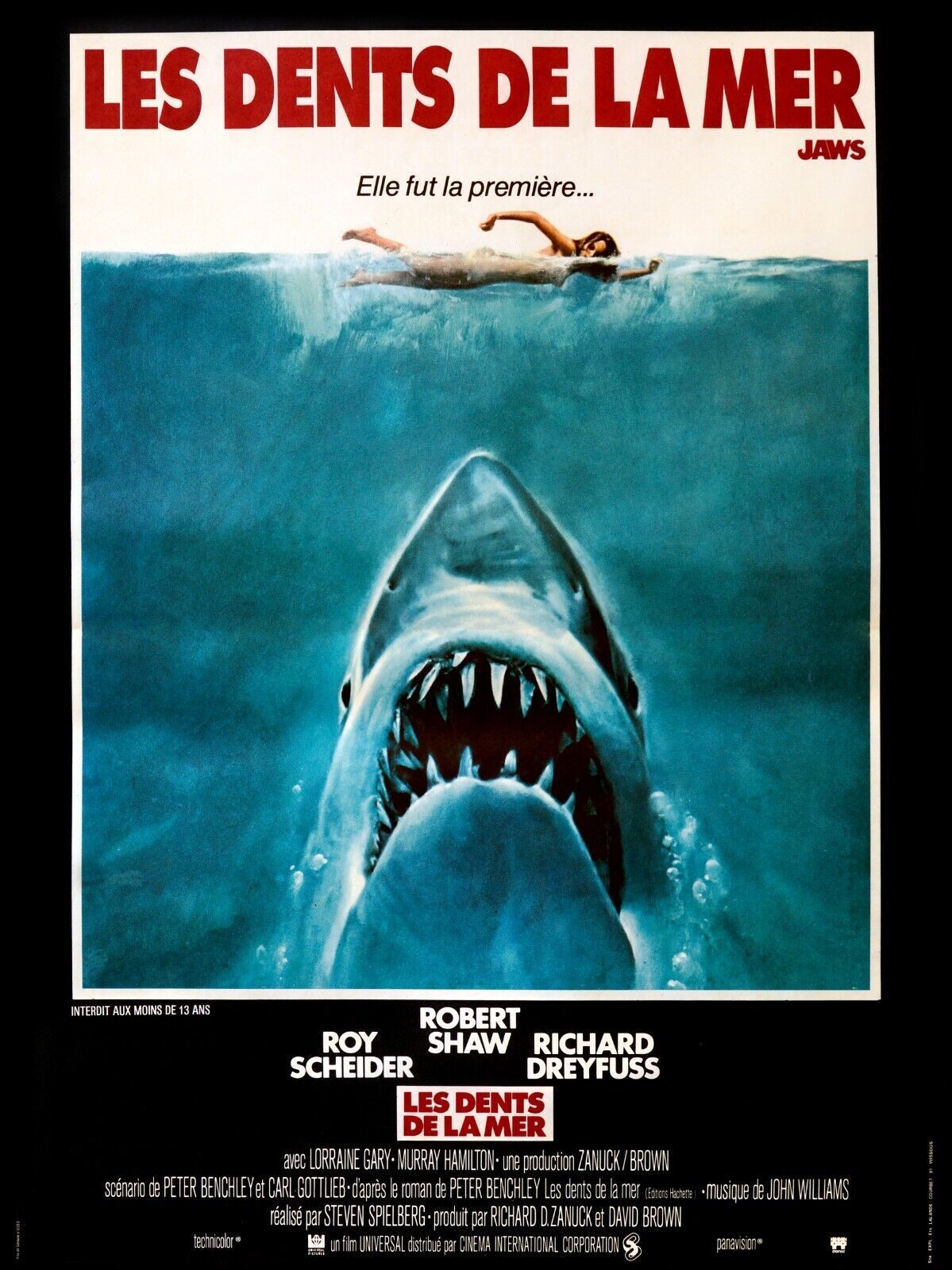 LES DENTS DE LA MER, ROY SCHEIDER, 1975 repro affiche de cinema, VINTAGE, HQ