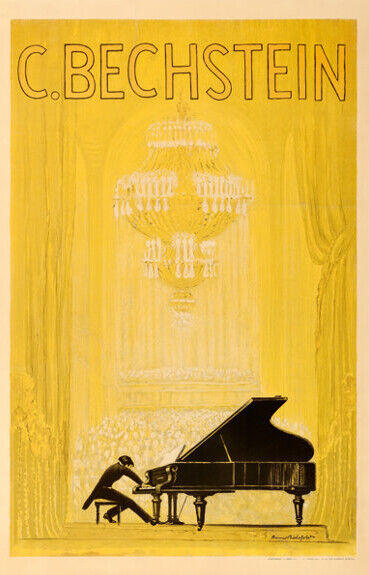 C. BECHSTEIN, PIANO, REPRO PUBLICITY POSTER, VINTAGE, HQ