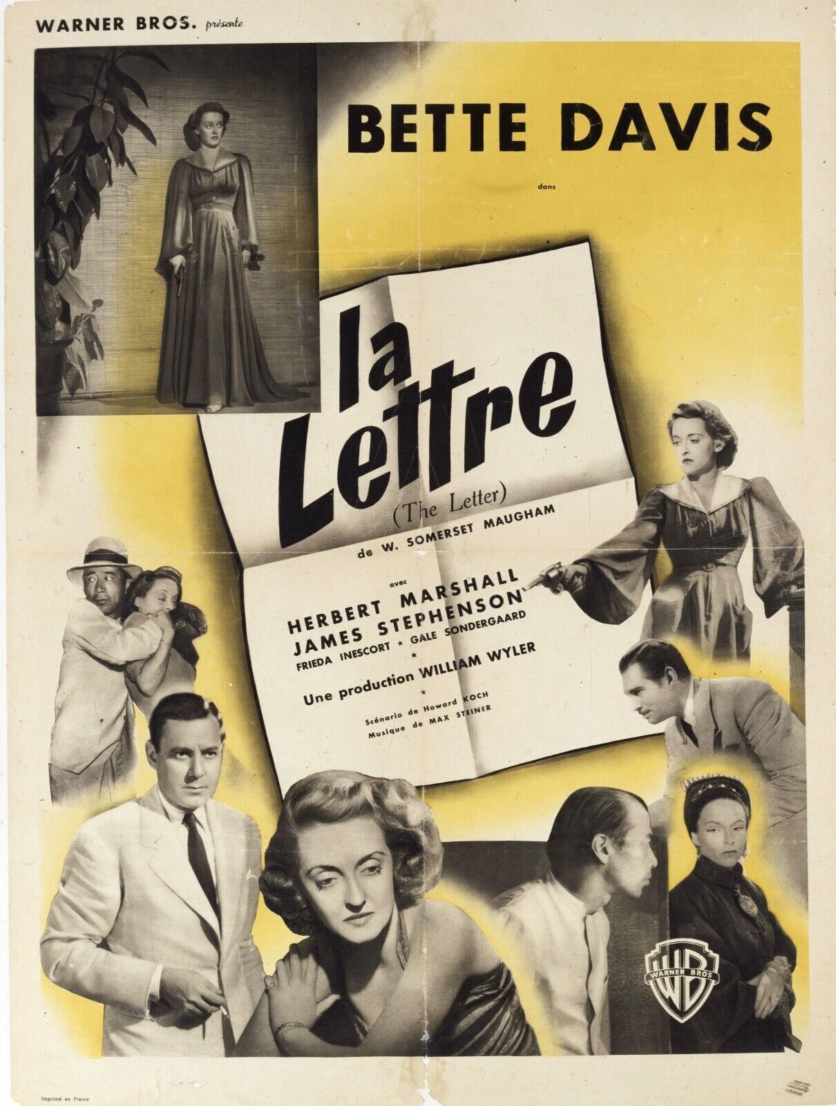 LA LETTRE, BETTE DAVIS, 1940, repro affiche cinéma VINTAGE, HQ