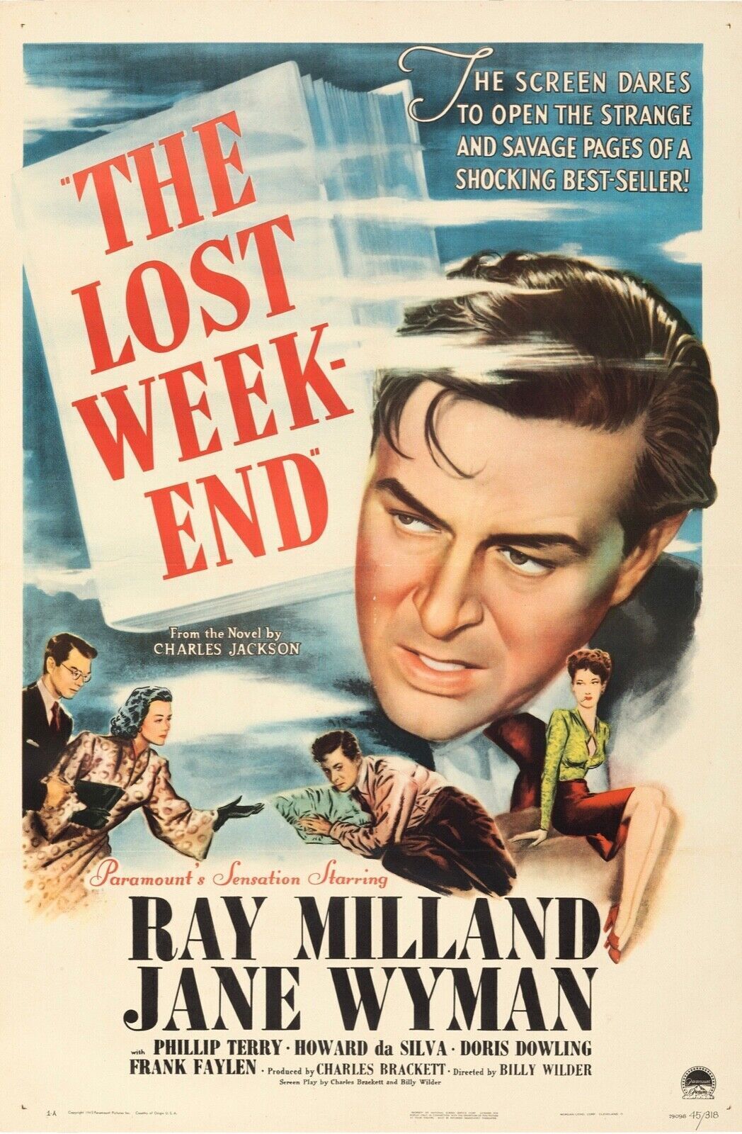 LE POISON, THE LOST WEEK-END, 1945, RAY MILLAND, Reproduction affiche cinema, HQ