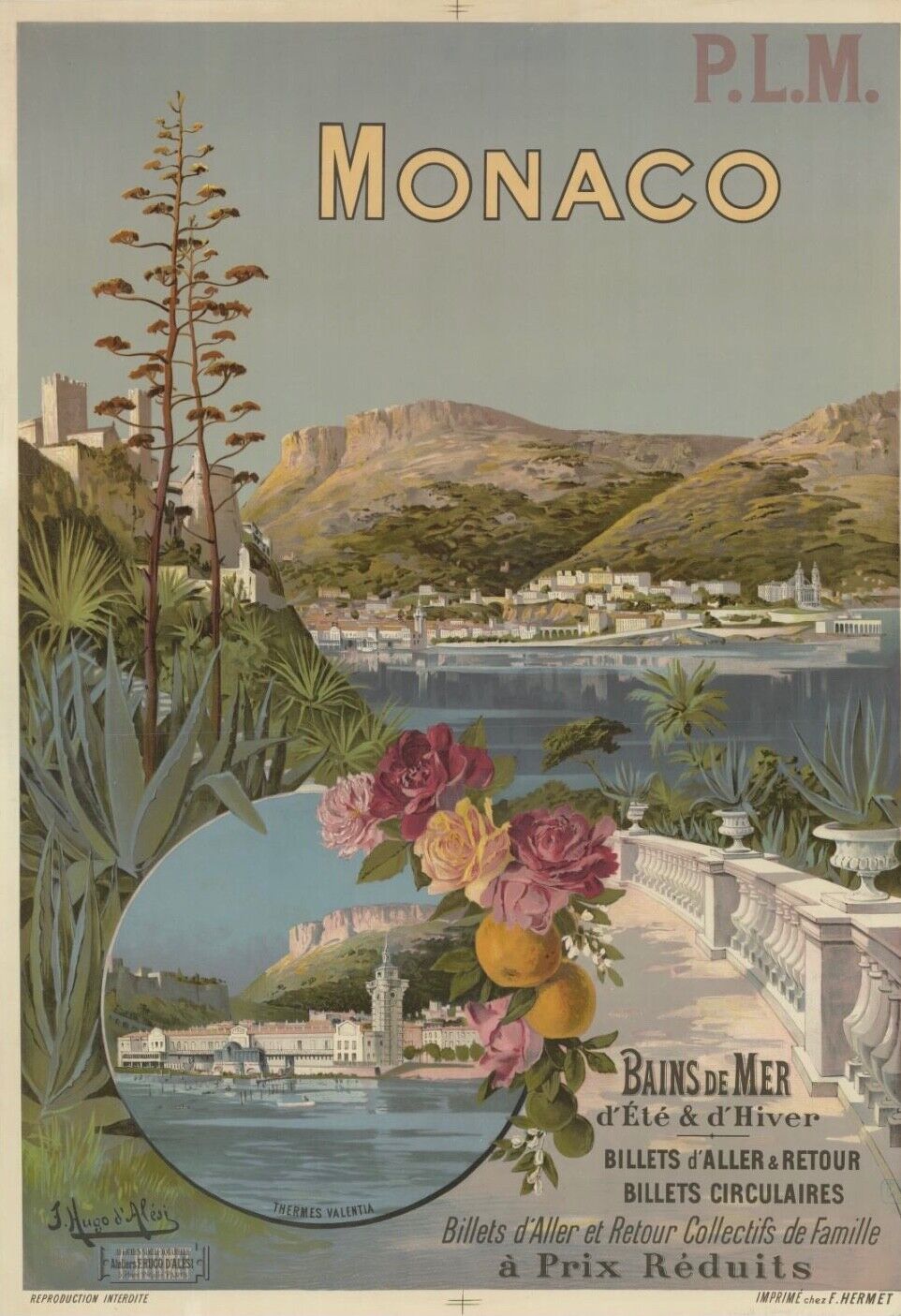 MONACO, FRANCE, REPRO TRAVEL POSTER, TOURISM, VINTAGE, HQ