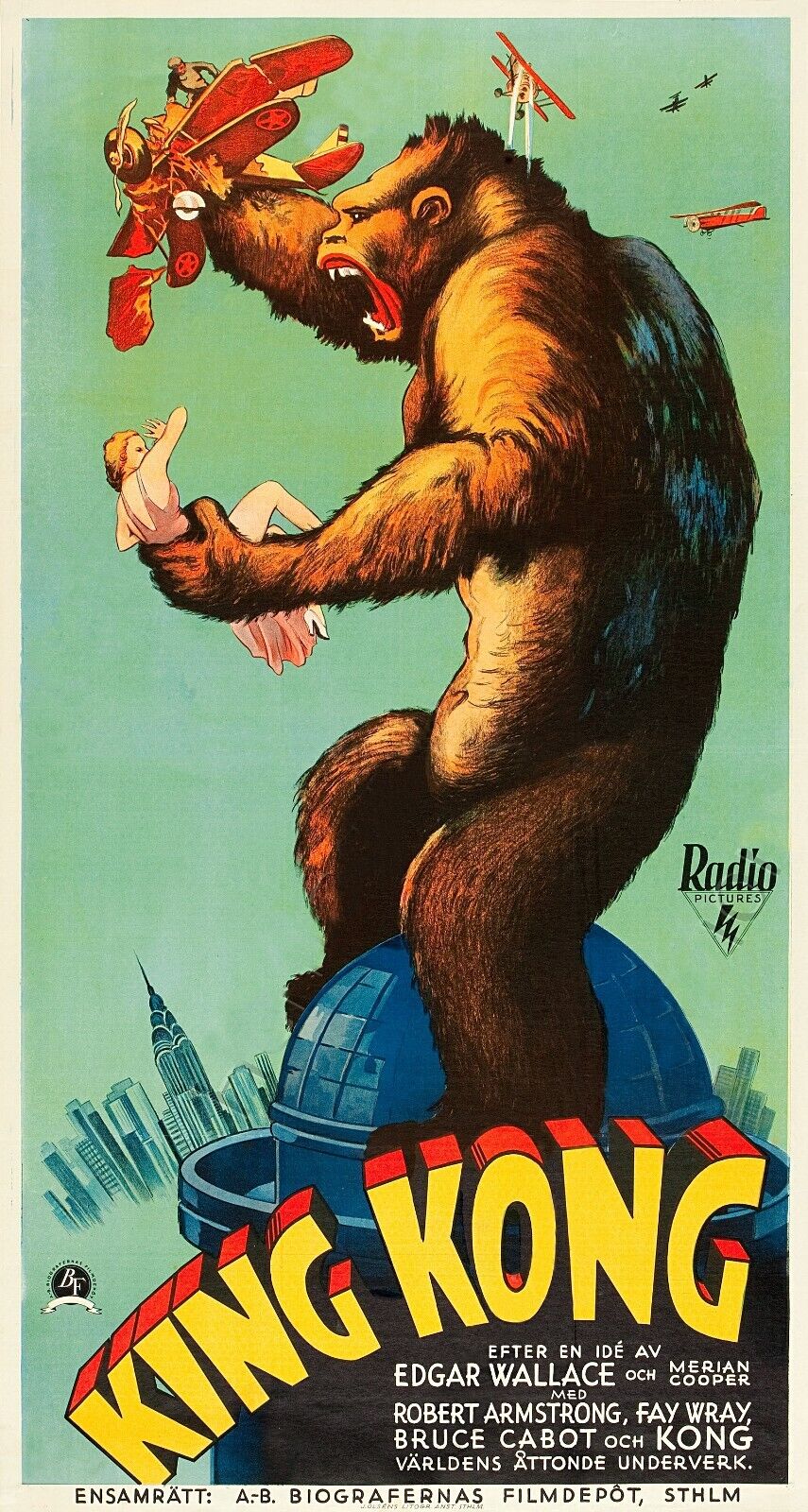 KING KONG, EDGAR WALLACE, REPRO MOVIE POSTER, VINTAGE, HQ