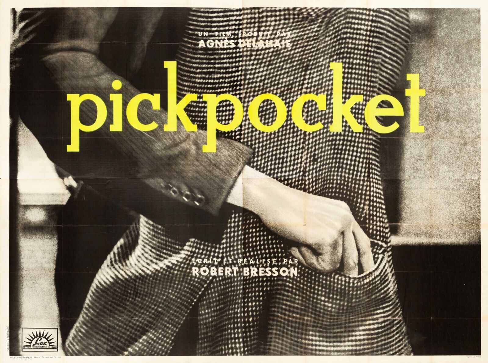 PICKPOCKET, ROBERT BRESSON, MARTIN LASALLE, 1959, Repro affiche cinéma VINTAGE, HQ