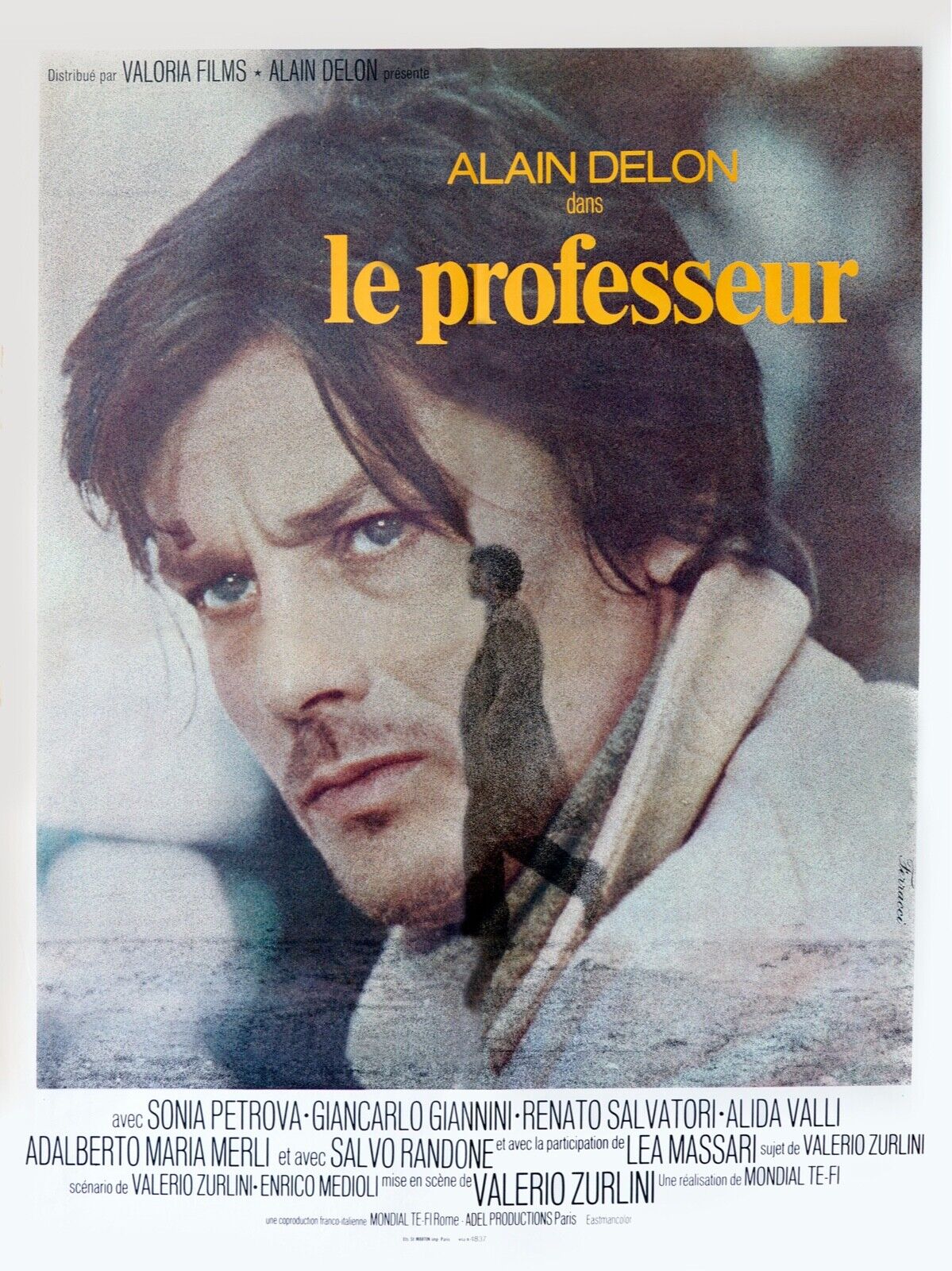 THE PROFESSOR, ALAIN DELON, 1972, Repro vintage cinema poster, HQ