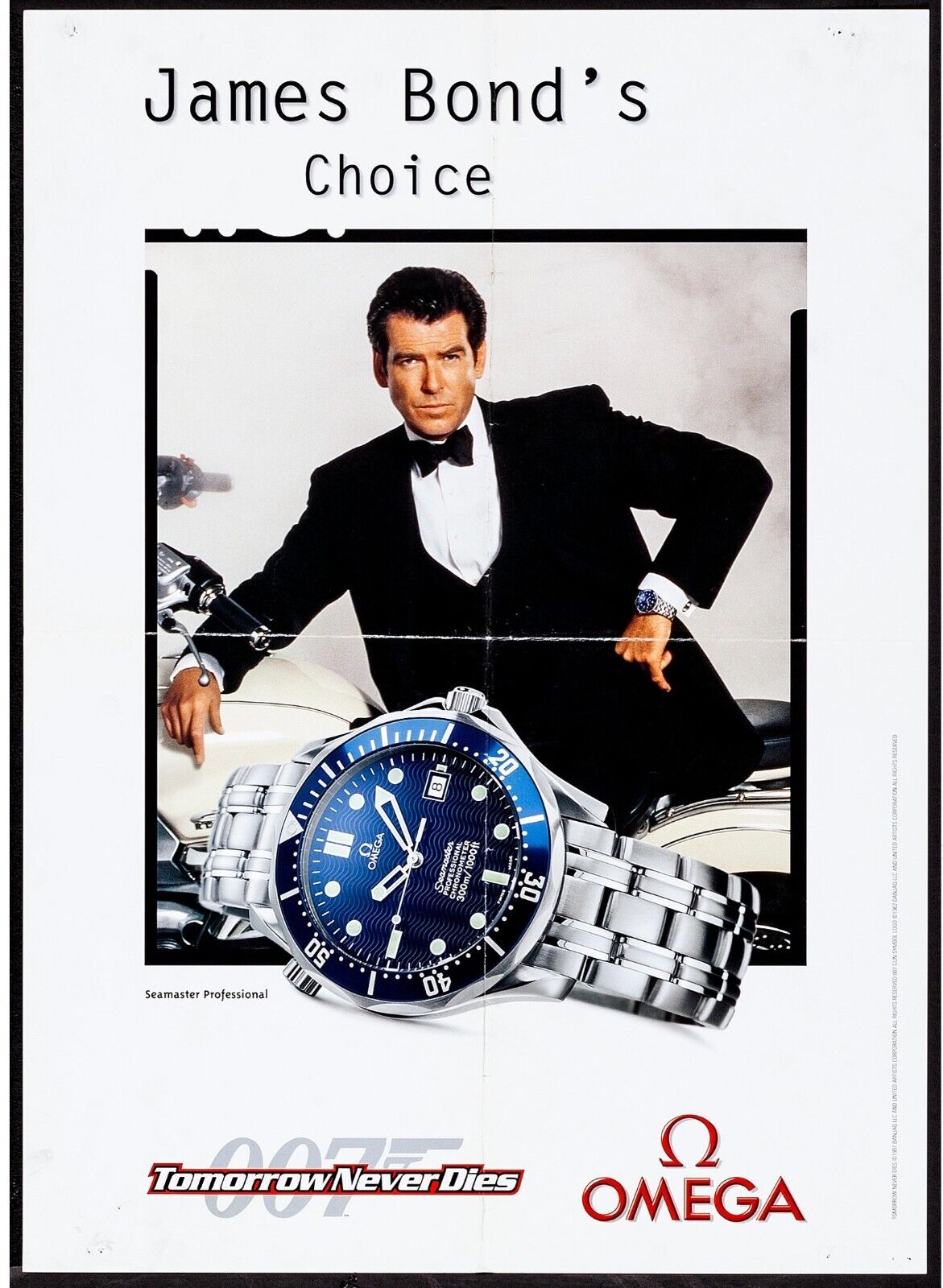 JAMES BOND’S CHOICE OMEGA, REPRO VINTAGE ADVERTISING POSTER, HIGH QUALITY ON CANVAS