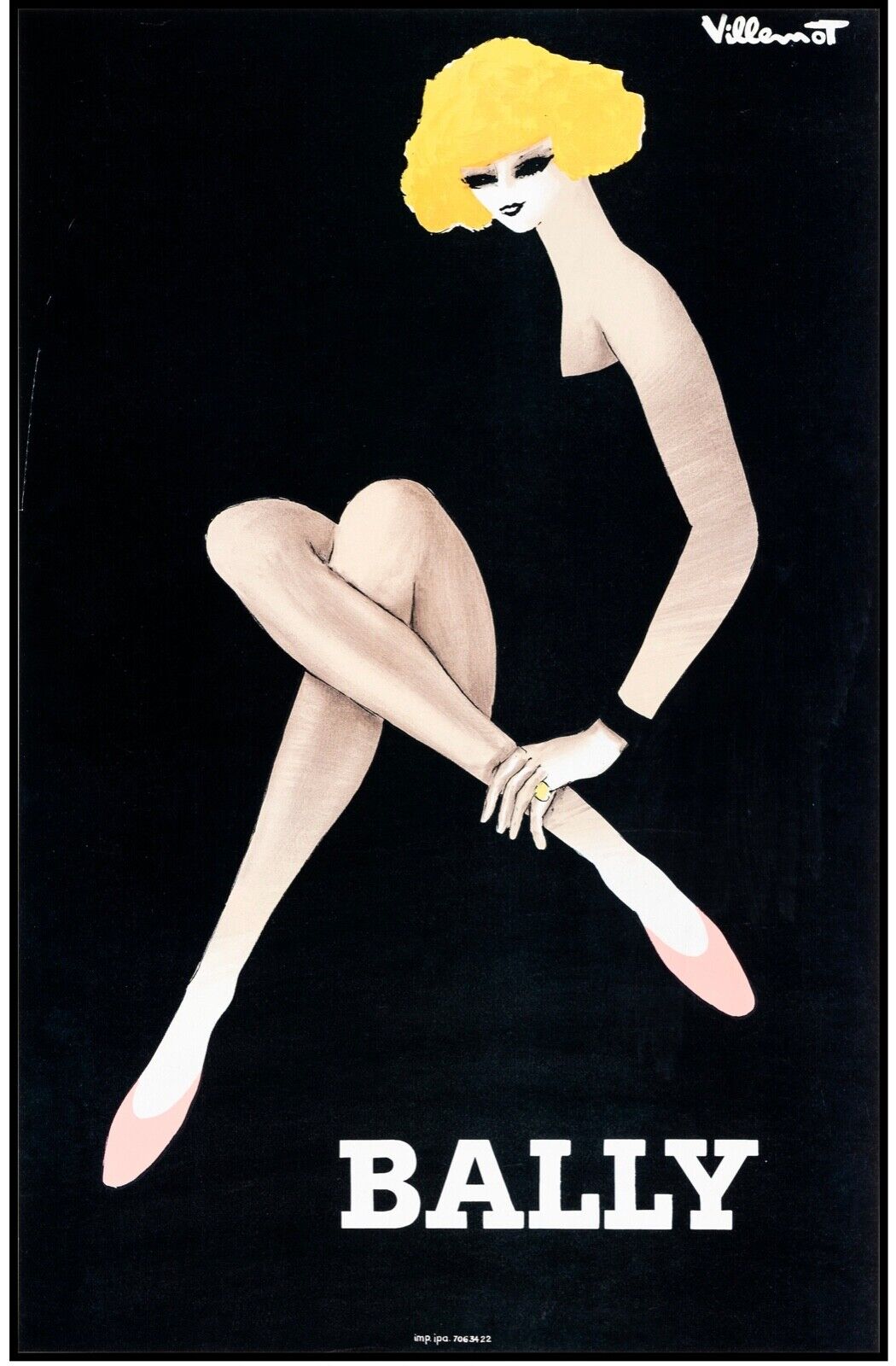 BALLY, CHAUSSURE, MODE, VILLEMOT, REPRO PUBLICITY POSTER, VINTAGE, HQ