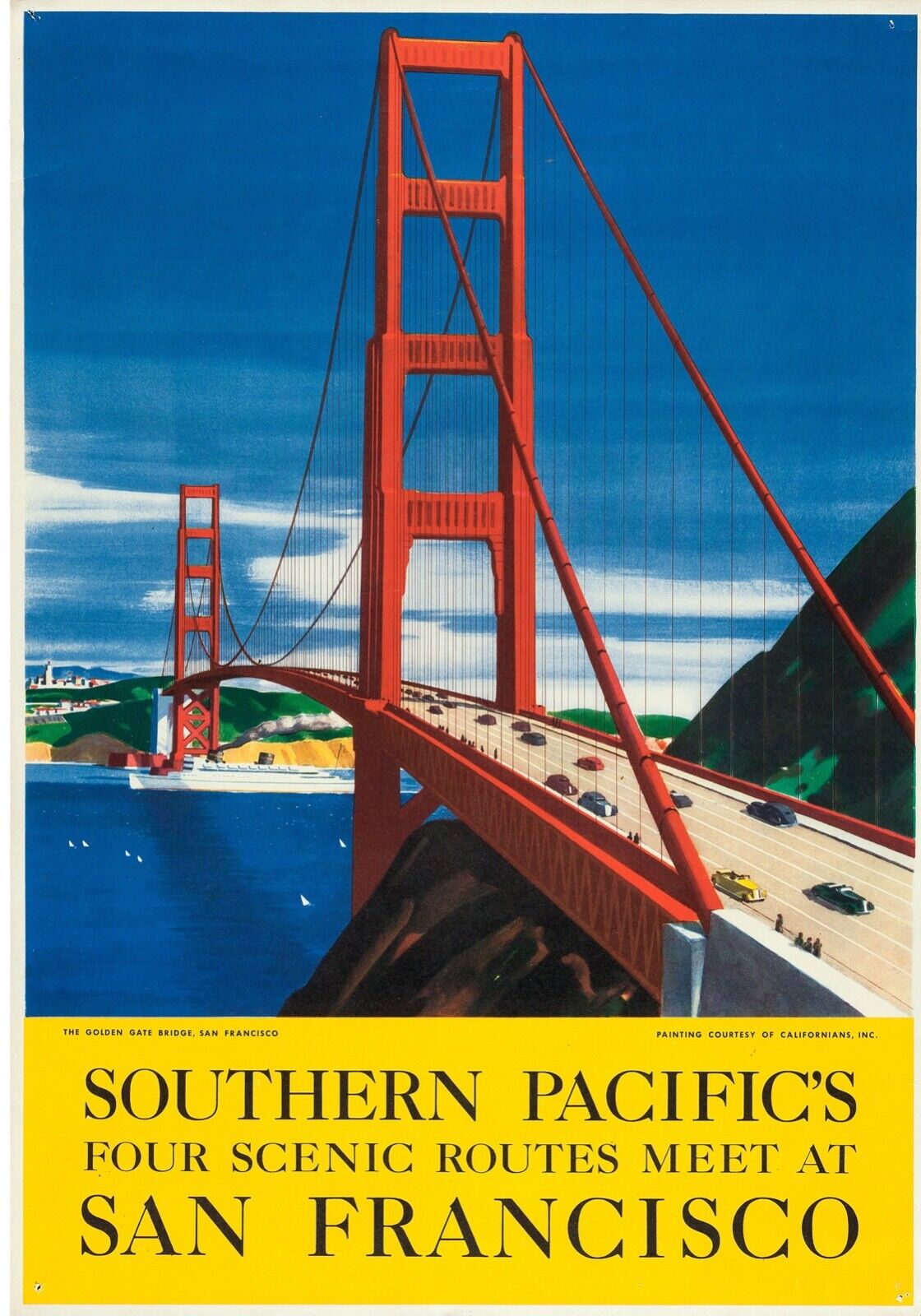 SAN FRANCISCO, PONT GOLDEN GATE, REPRO AFFICHE VOYAGE PUB, HQ