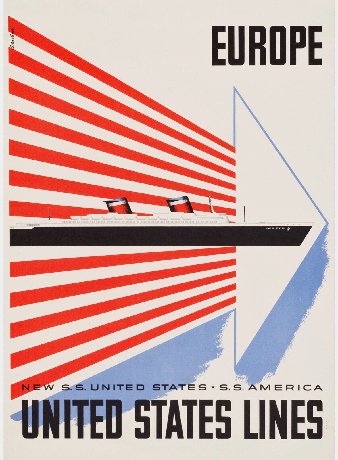 EUROPE AMERICA – PAQUEBOT, 1930, REPRO TRAVEL POSTER, VINTAGE, HQ