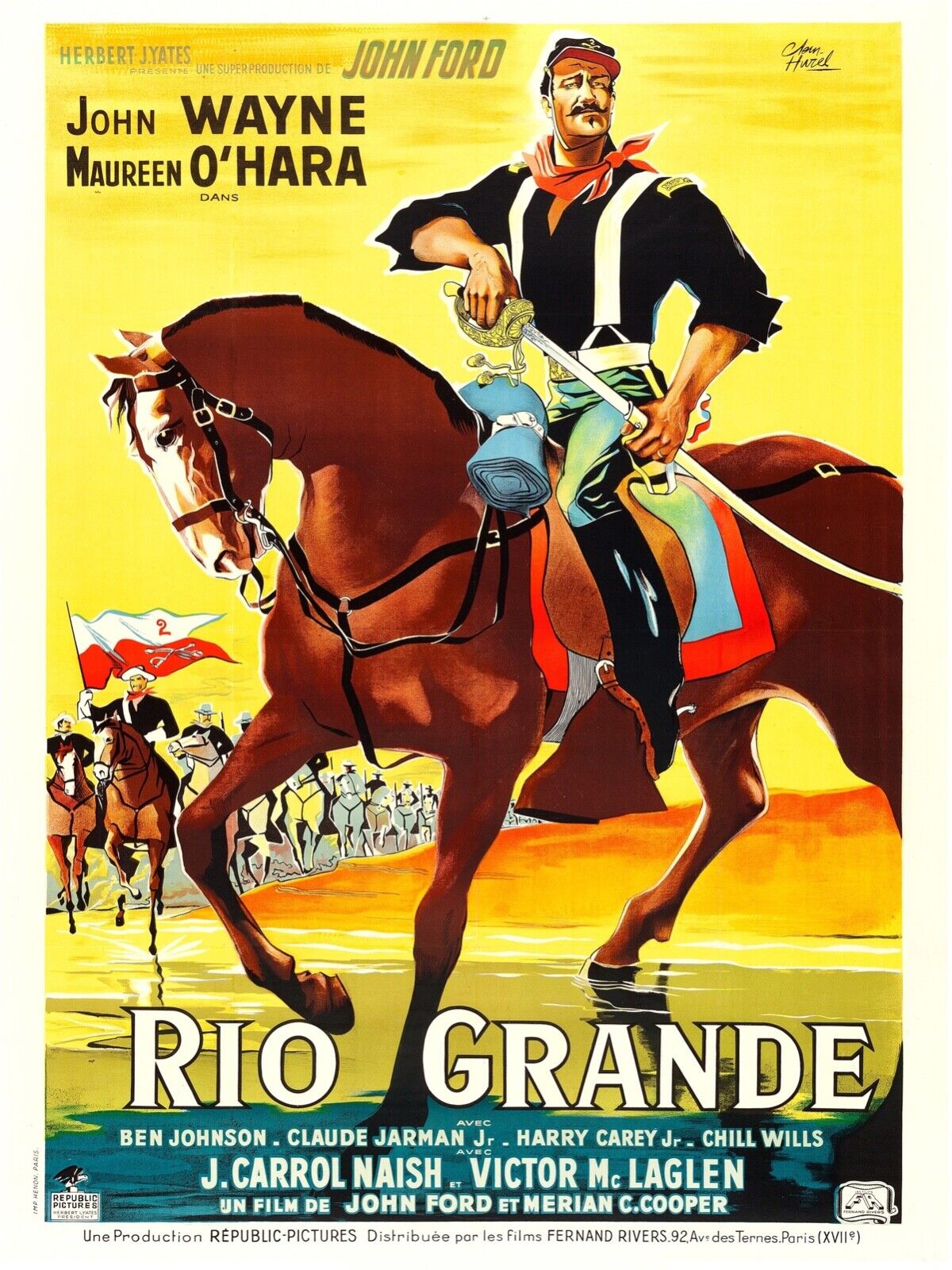 RIO GRANDE, JOHN WAYNE, 1950, Reproducción de póster de cine vintage, HQ