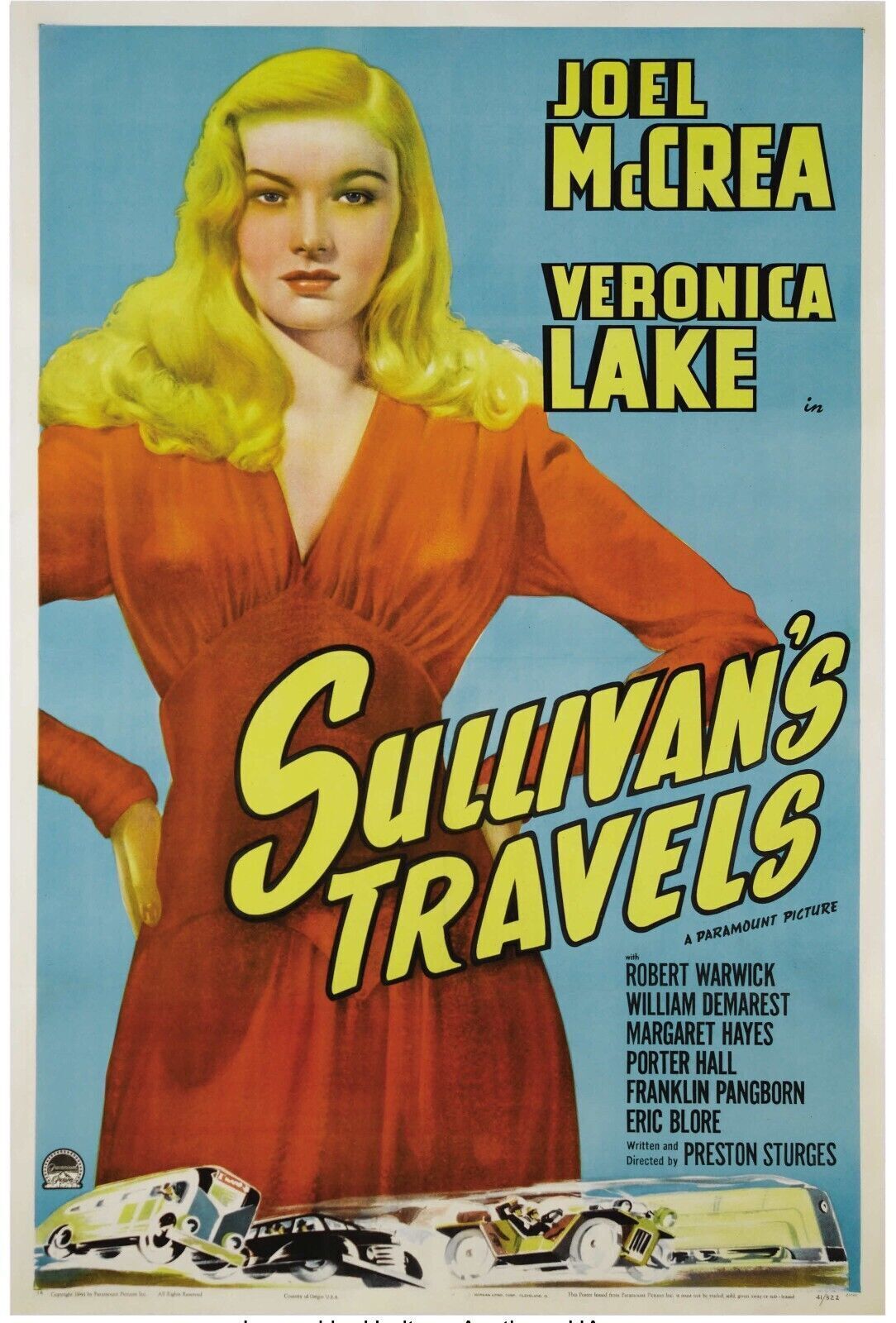 LES VOYAGES DE SULLIVAN, SULLIVAN'S TRAVELS, VERONICA LAKE, 1941, Repro Affiche Cinéma, HQ