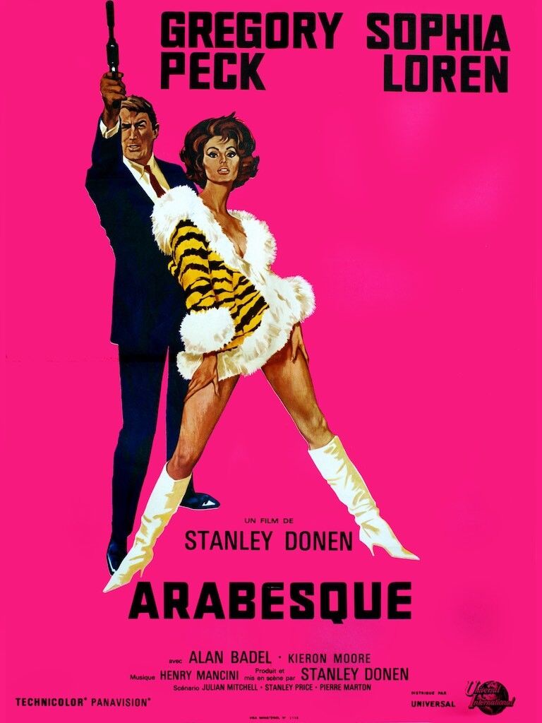 ARABESQUE, SOPHIA LOREN, GREGORY PECK, 1966, REPRODUCCIÓN DE CARTEL DE PELÍCULA, VINTAGE, ALTA CALIDAD