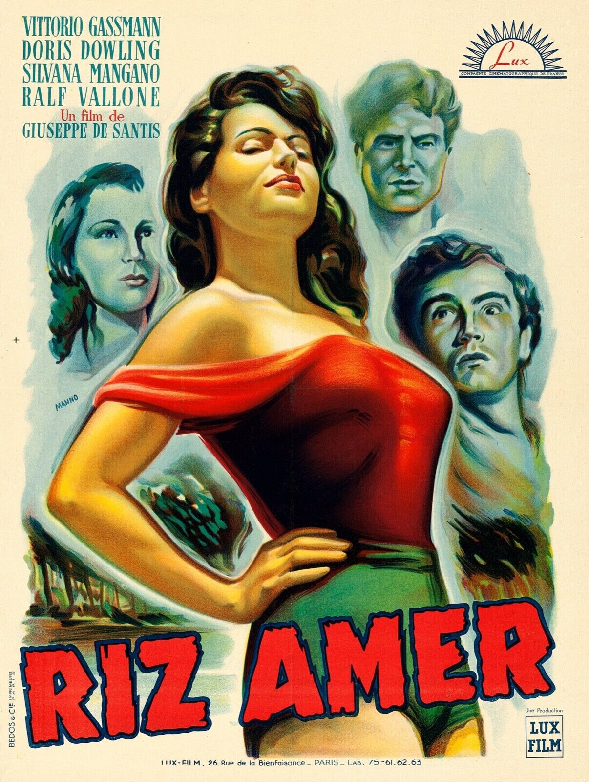 BITTER RICE, VITTORIO GASSMANN, 1949, REPRO VINTAGE POSTER, HQ