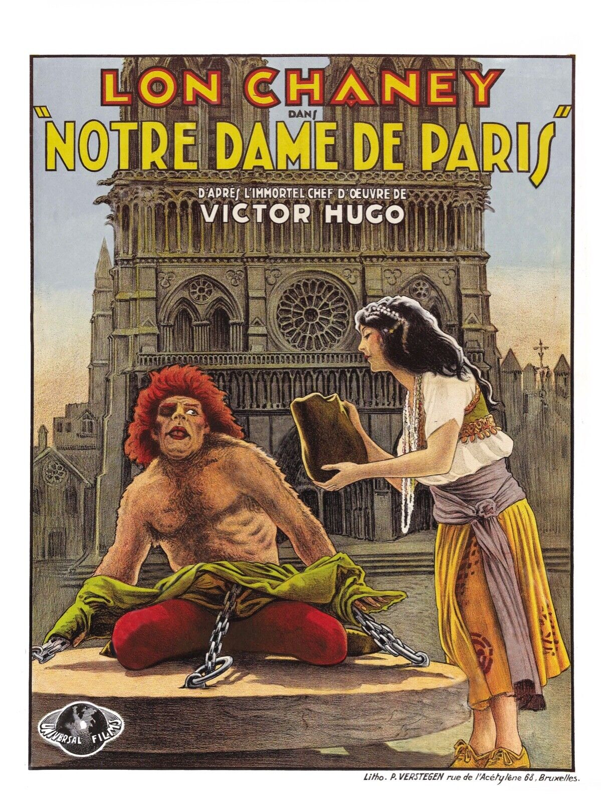 NOTRE DAME DE PARIS, LON CHANEY, 1923, REPRO VINTAGE CINEMA POSTER, HQ