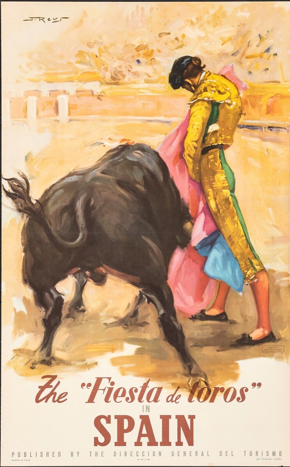 ESPAÑA, LA FIESTA DE TOROS, REPRODUCCIÓN DE CARTEL DE PELÍCULA, VINTAGE, HQ
