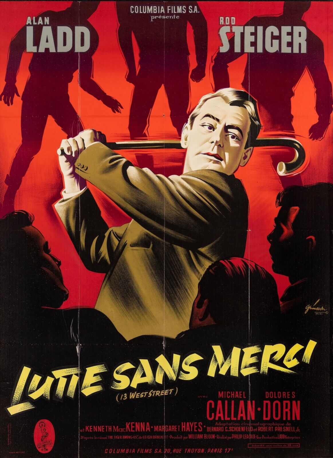 LUCHA SIN PIEDAD, ALAN LADD, 1950, REPRODUCCIÓN DE CARTEL DE CINE VINTAGE, VINTAGE, HQ