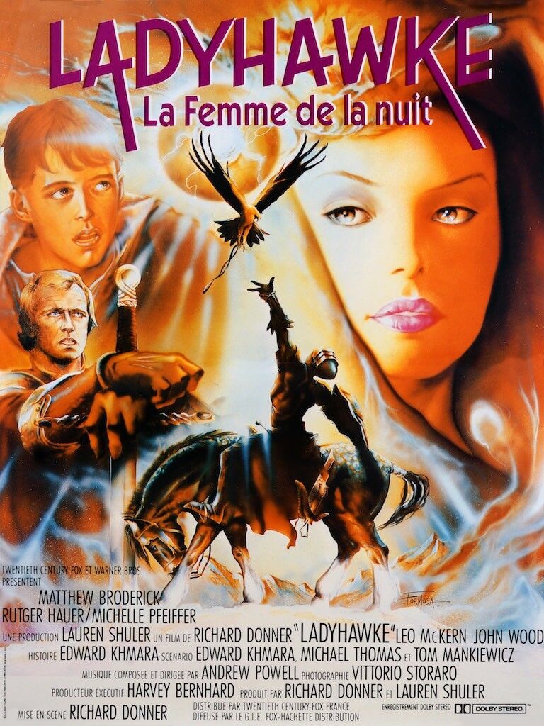 LADYHAWKE LA FEMME DE LA NUIT, MATTHEW BRODERICK, 1985, Repro affiche cinema VINTAGE, HQ