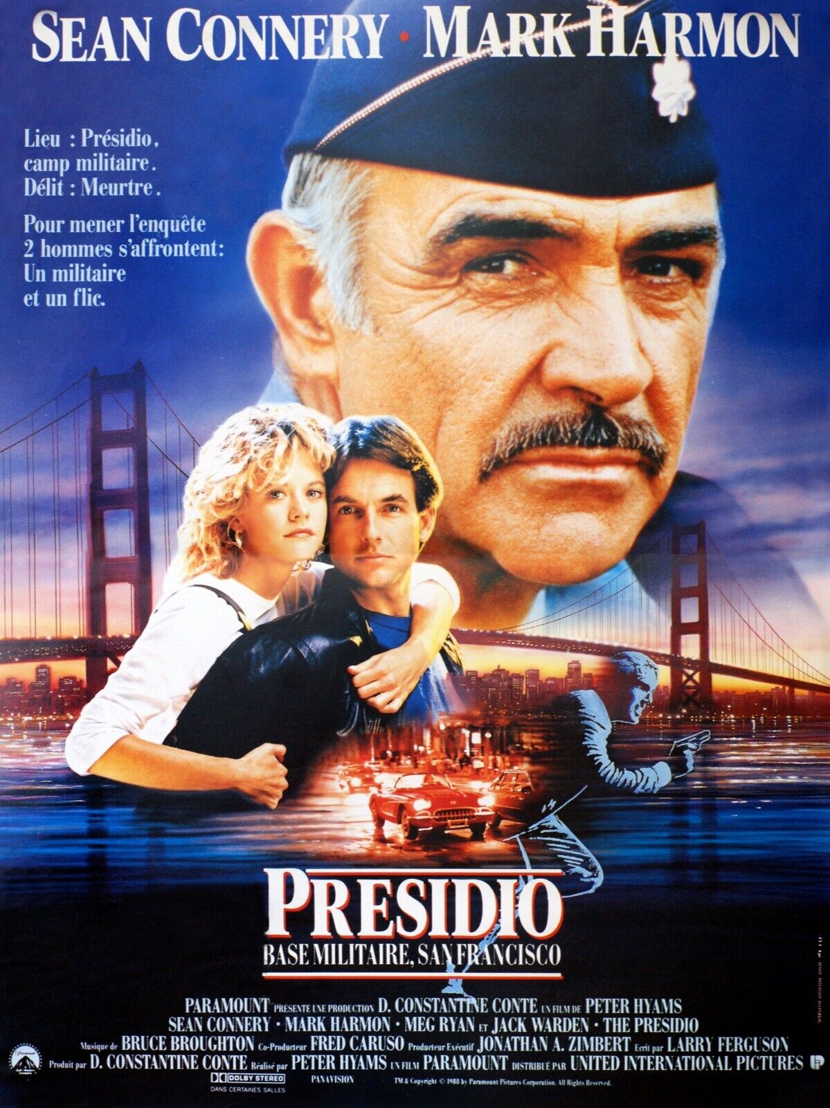 PRESIDIO, SEAN CONNERY, 1988, REPRO VINTAGE CINEMA POSTER, HQ
