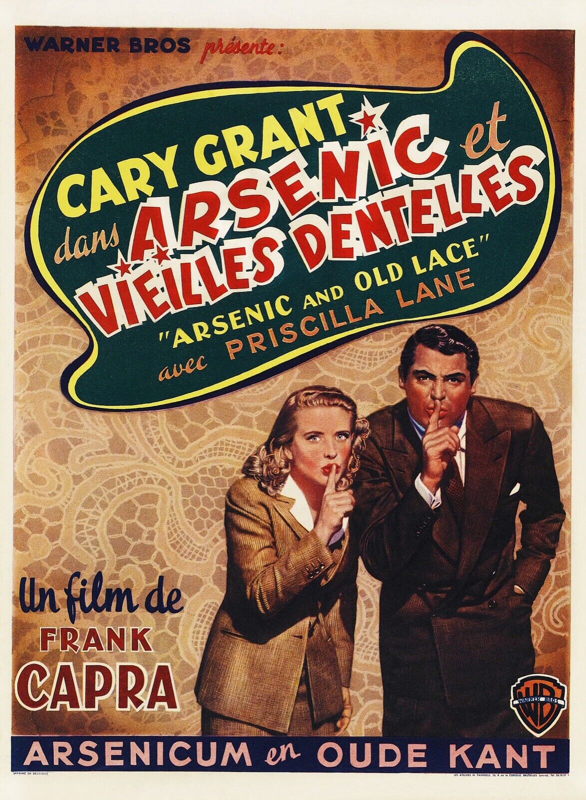 ARSENIC AND OLD LACE, CARY GRANT, 1944, REPRO MOVIE POSTER, VINTAGE, HQ