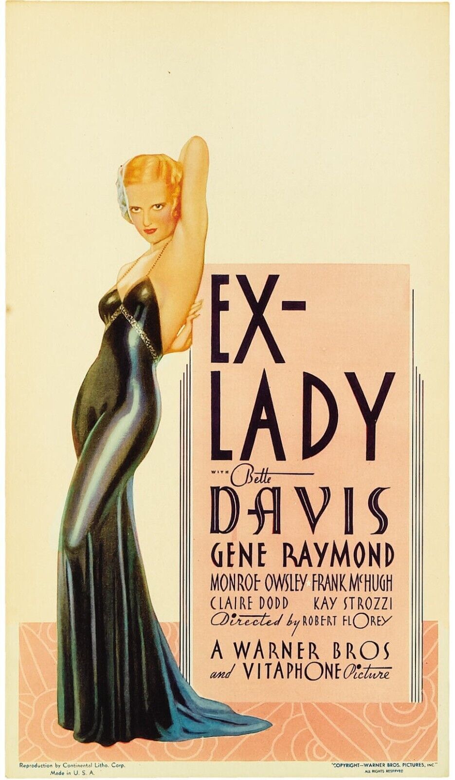 EXDAMA, BETTE DAVIS, 1933, REPRODUCCIÓN DE CARTEL DE PELÍCULA, VINTAGE, SEGUNDA CALIDAD
