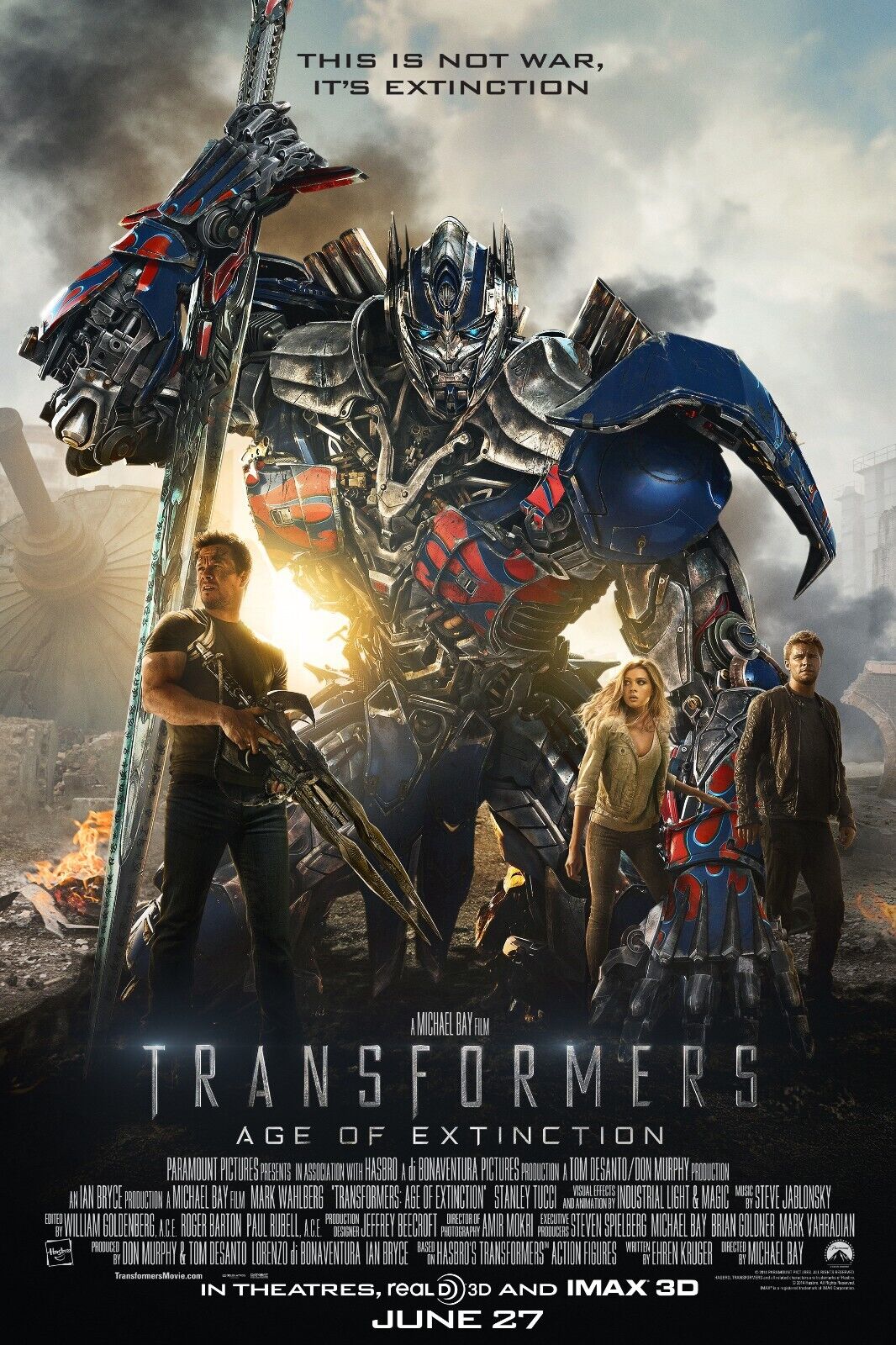 TRANSFORMERS: AGE OF EXTINCTION, MARK WAHLBERG, NICOLA PELTZ, 2014, REPRO VINTAGE HQ CINEMA POSTER