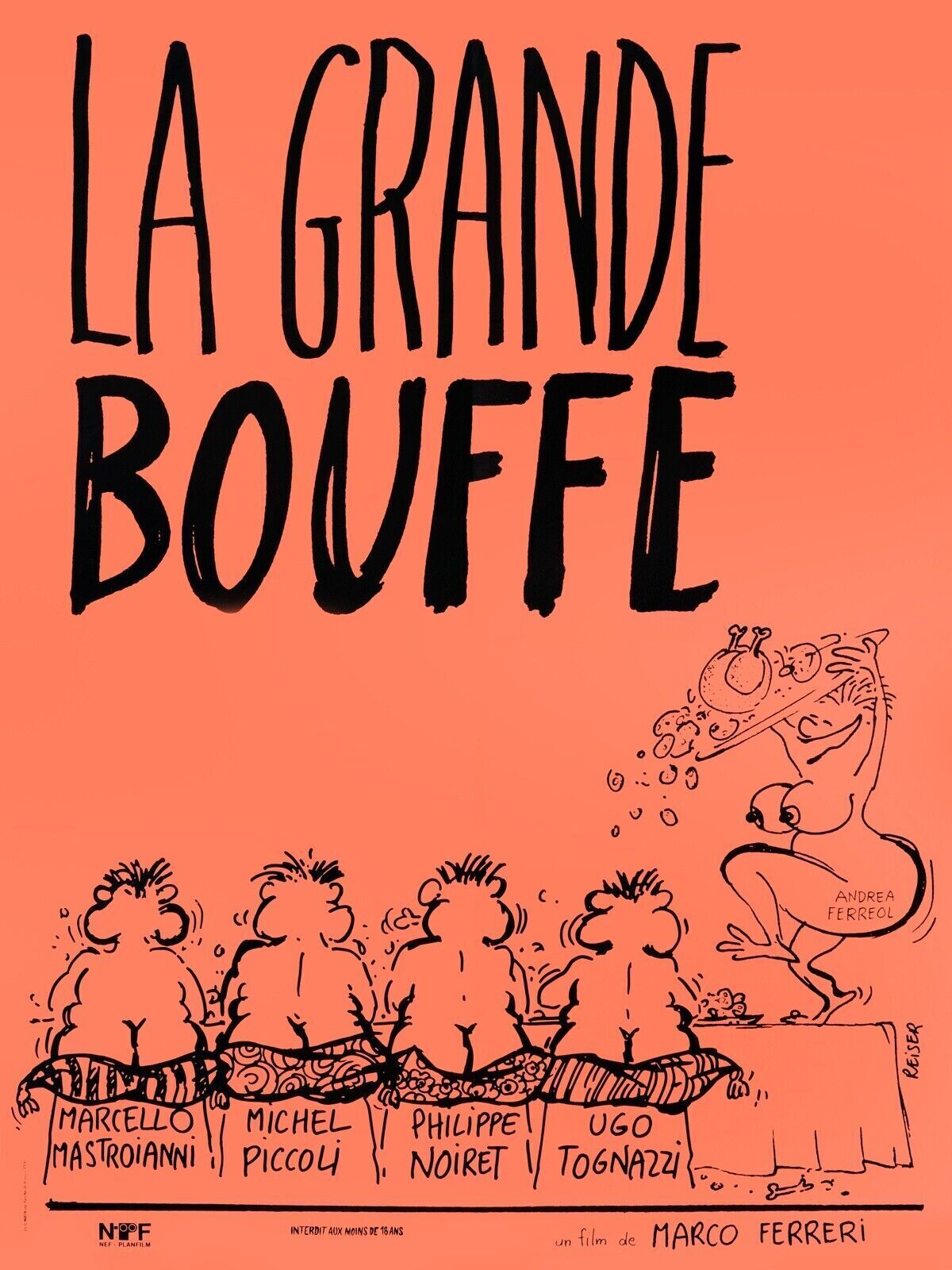 LA GRANDE BOUFFE,MARCELLO MASTROIANNI, 1973, Repro affiche cinéma, VINTAGE, HQ