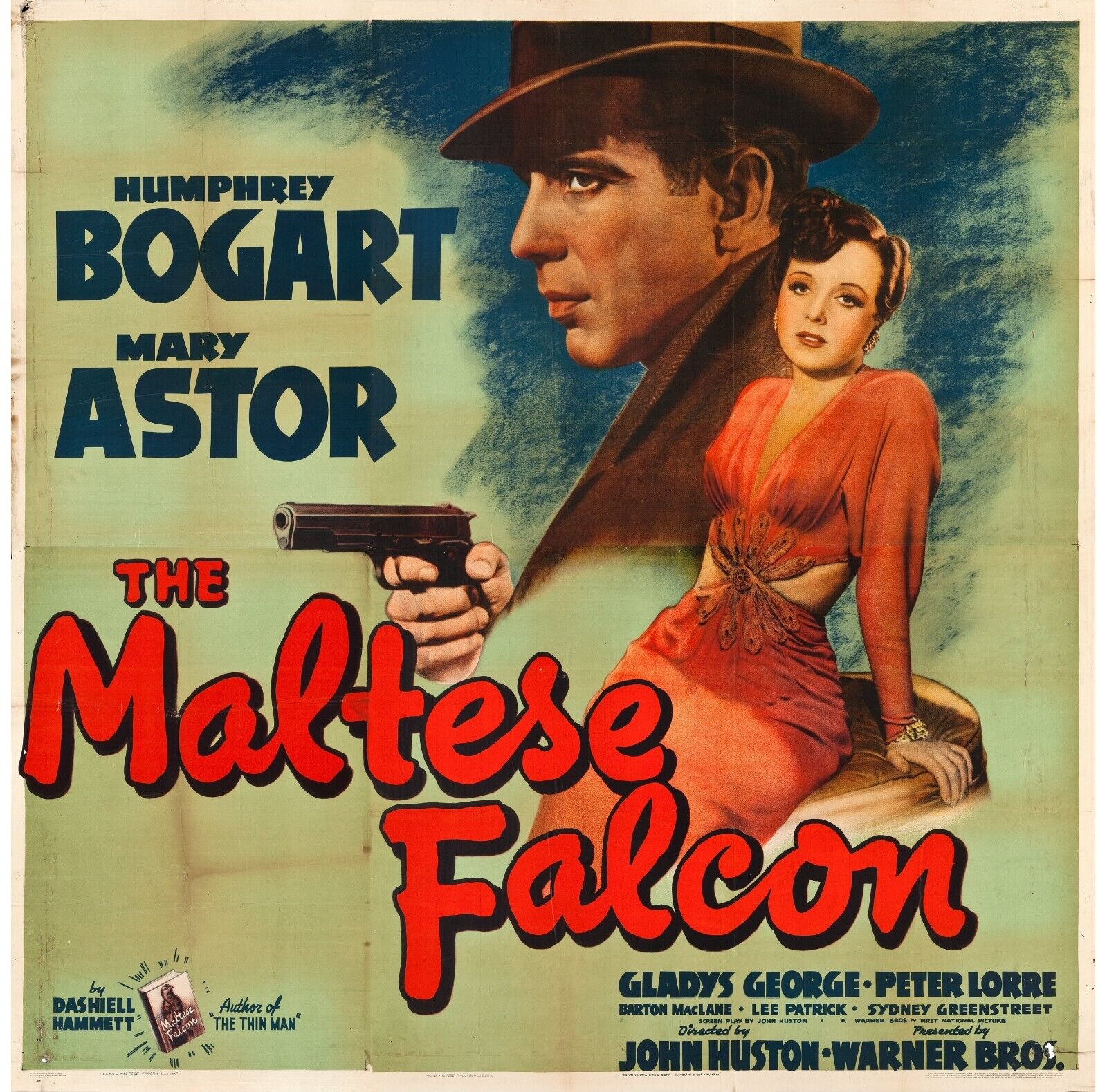 THE MALTESE FALCON, HUMPHREY BOGART, 1941, Repro movie poster, HQ