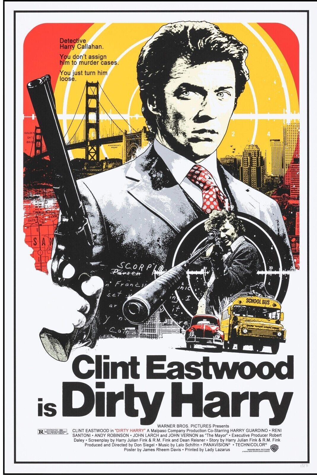 DIRTY HARRY, CLINT EASTWOOD, 1971, REPRO MOVIE POSTER, VINTAGE, HQ