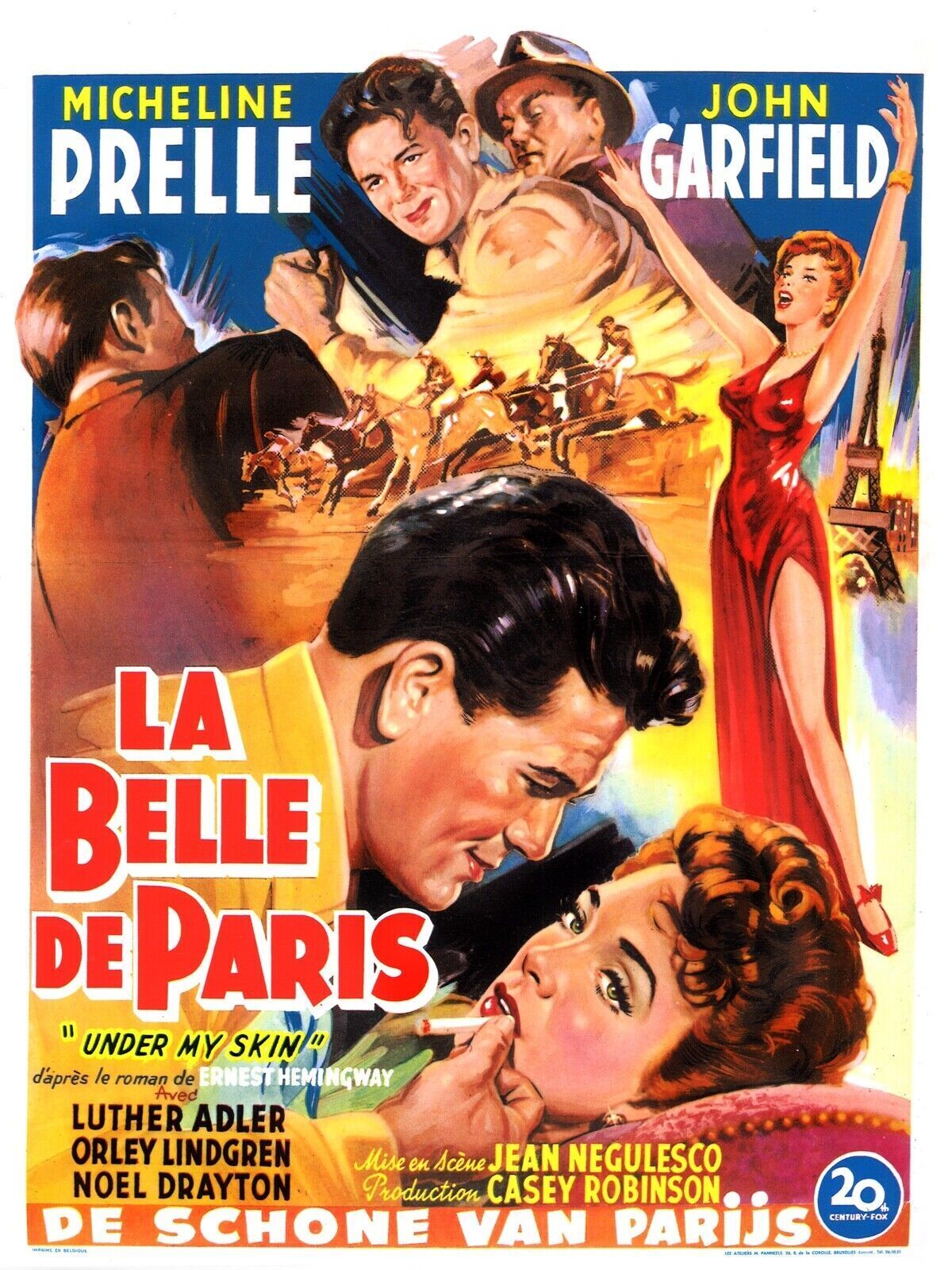 LA BELLEZA DE PARÍS, MICHELINE PRELLE, 1950, REPRODUCCIÓN DE CARTEL DE PELÍCULA, VINTAGE, HQ